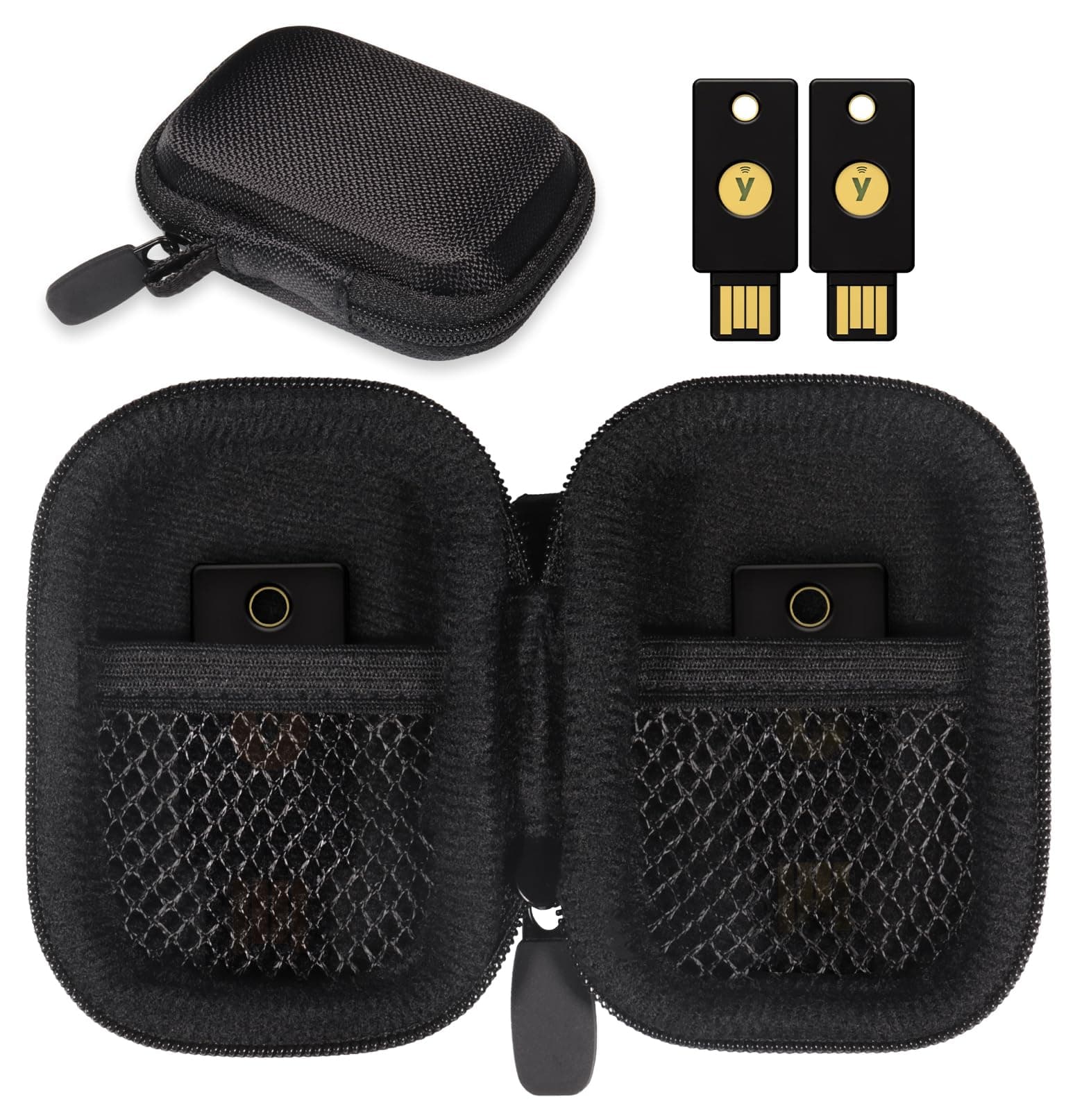 CaseSack Security Key Case Compatible with Yubico YubiKey 5Ci NFC, 5Ci, NFC, 5 Nano, 5 NFC and Yubico 5C NFC, OnlyKey FIDO2, FIDO, U2F, Thetis, Dual mesh Pocket for More Security Keys