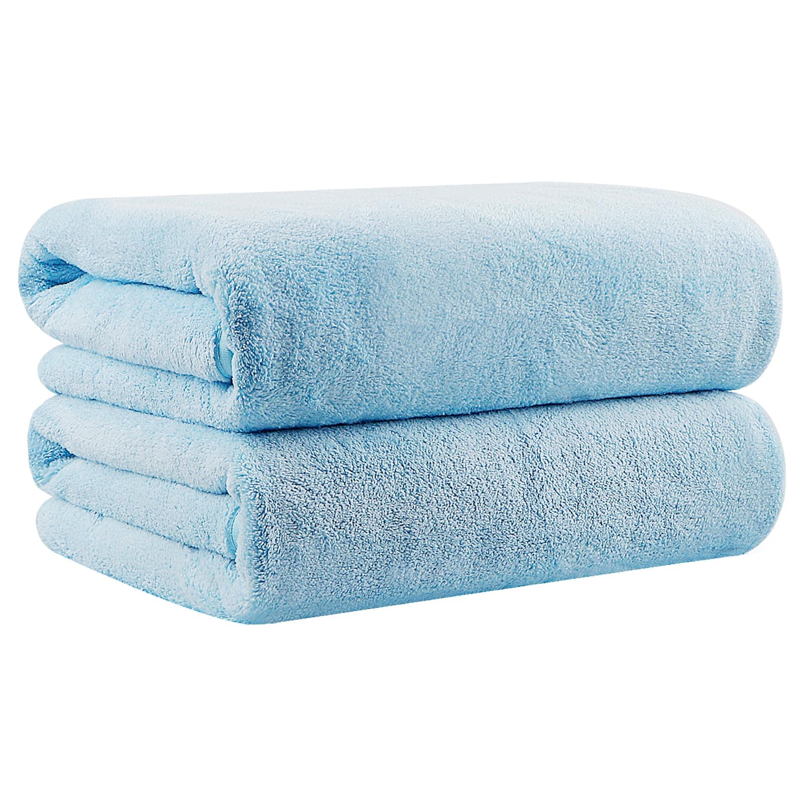 2-Pack Microfiber Bath Towels (27'' x 54'') - Soft, Absorbent, Quick-Drying, Blue