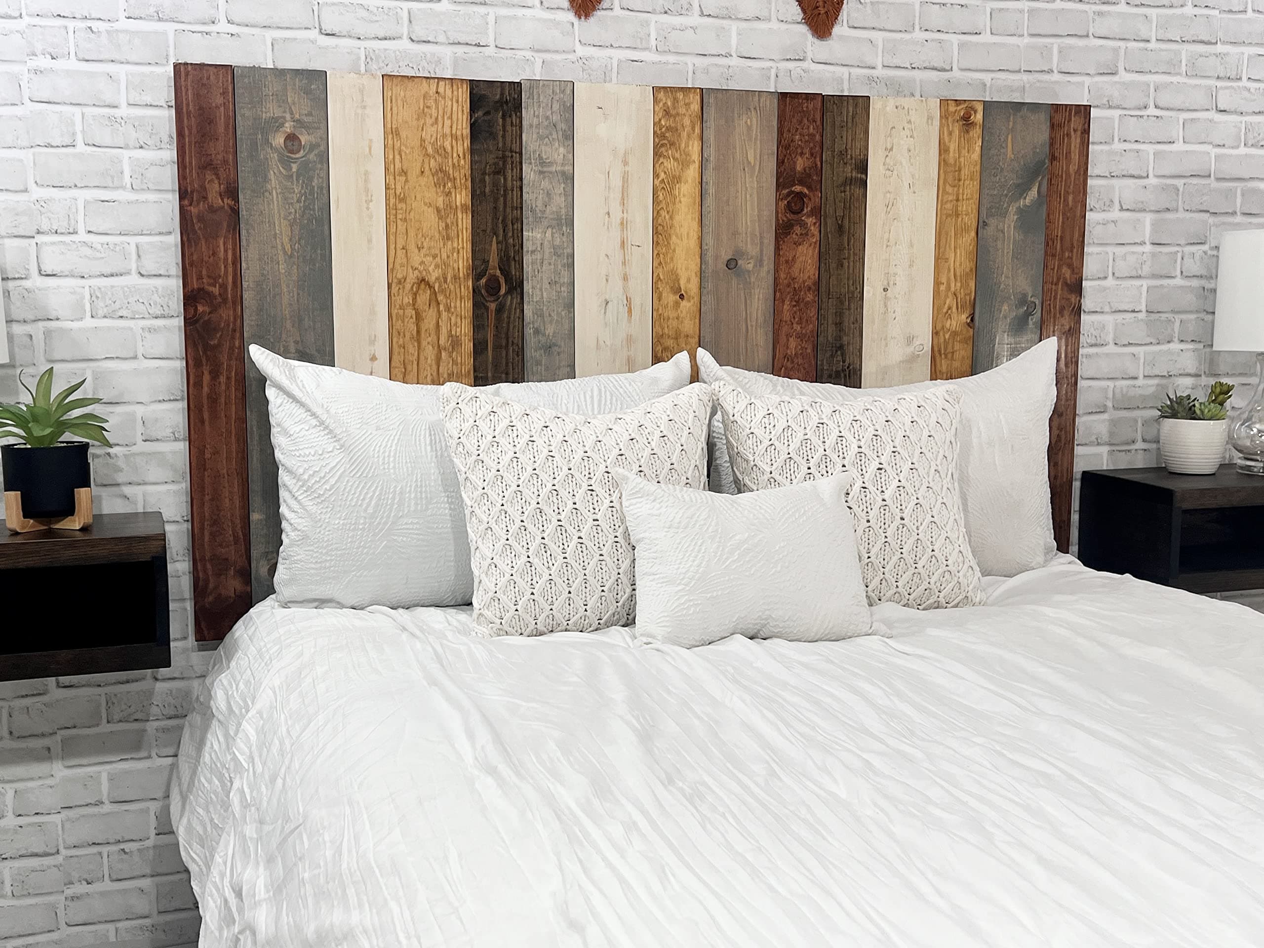 Barn Walls Rustic Mix Signature Design, Multicolored Solid Wood Headboard, Floating Panels, Wall Mount, Adjustable Height, Easy Assembly, King Size