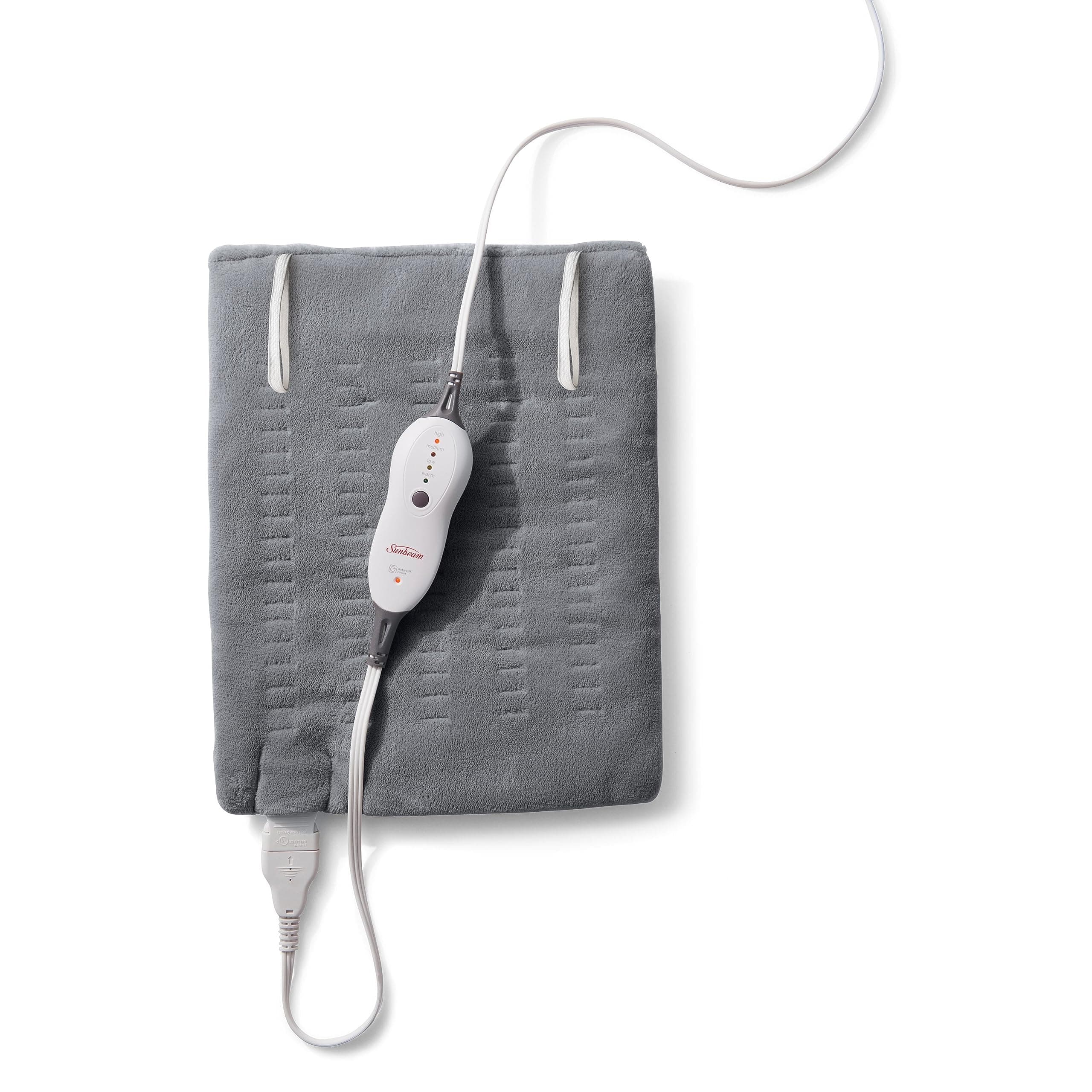 Premium Sunbeam Heating Pad with Compact Storage, Standard Size, Gray