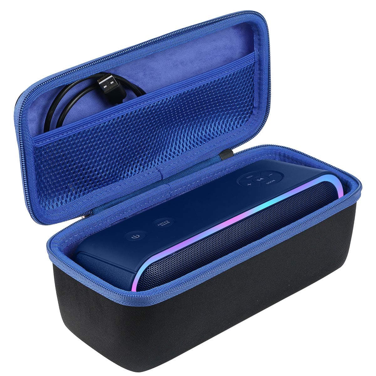 co2crea Hard Travel Case Replacement for DOSS SoundBox Pro+ Wireless Bluetooth Speaker (Black Case + Inside Blue)