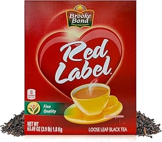 Brooke Bond Red Label | Loose Tea | Premium Quality | Indian Black Tea | Authentic Indian Chai Blend | Suitable for Milk Chai | Refreshing Flavor | 1800 Grams (Pack of 1)