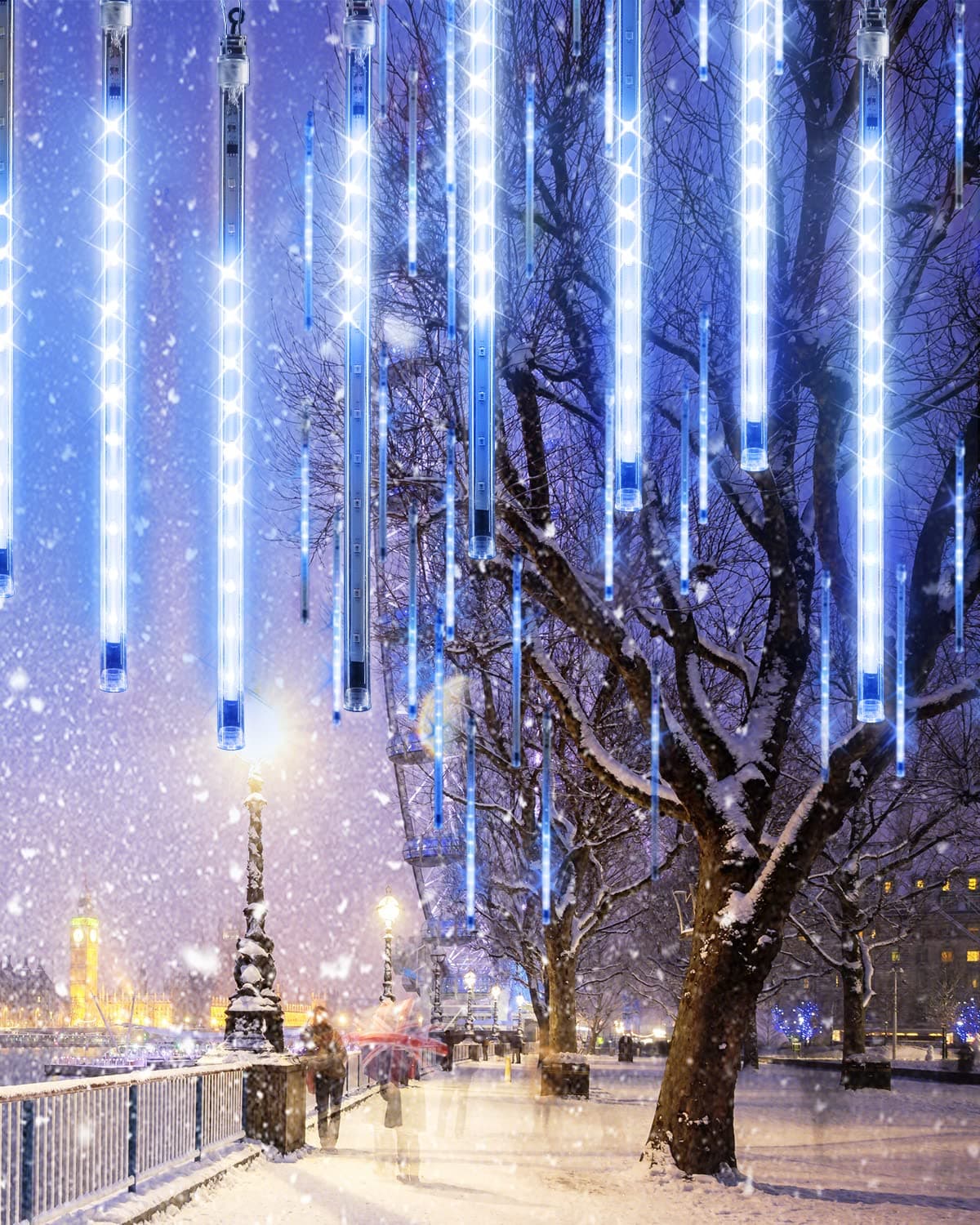 Flacchi20 x 480 LED Raindrop Lights with Timer Function, Cascading Lights for Holiday Parties, Christmas Decorations