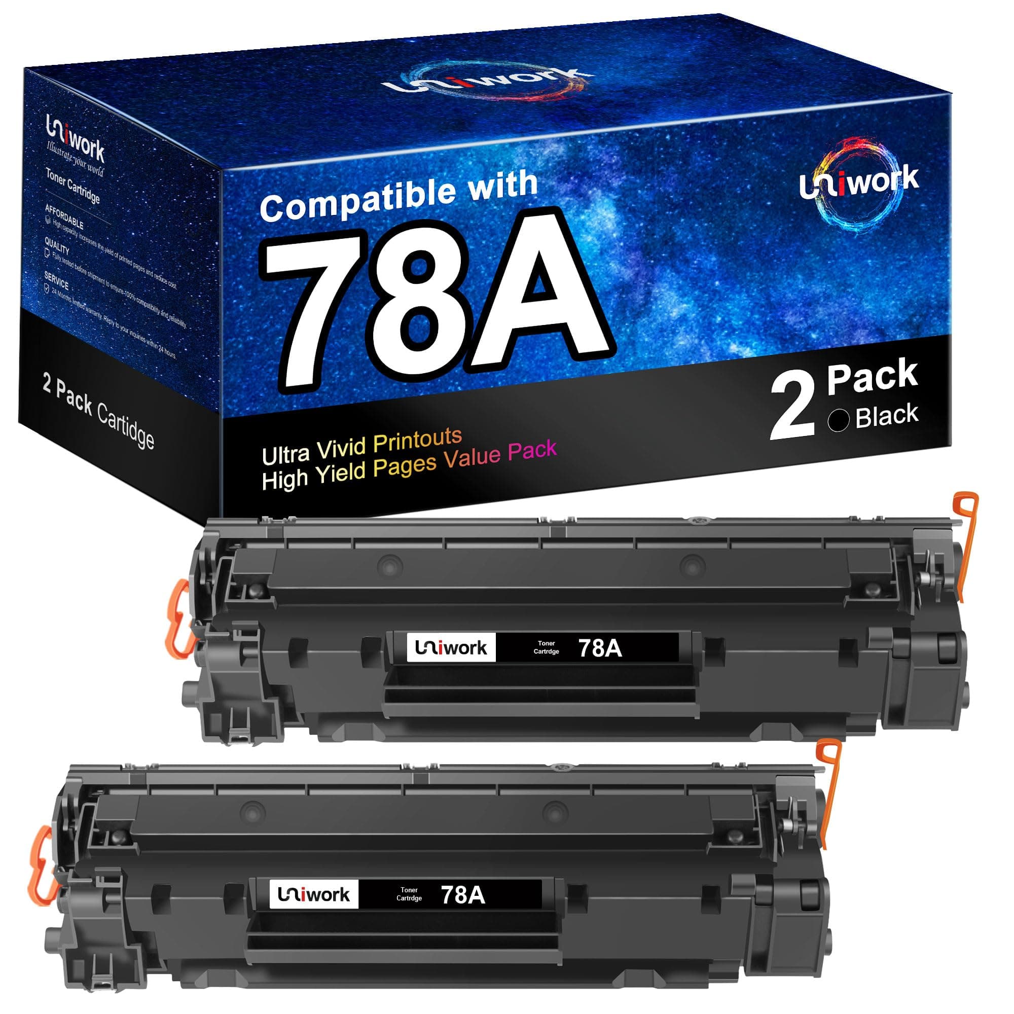 78A Black Toner Cartridges (2-Pack)-Compatible Toner Replacement for HP 78A CE278A Toner Cartridges Works with HP LaserJet Pro P1566, P1606 Series, HP LaserJet Pro MFP M1536 Series | CE278A