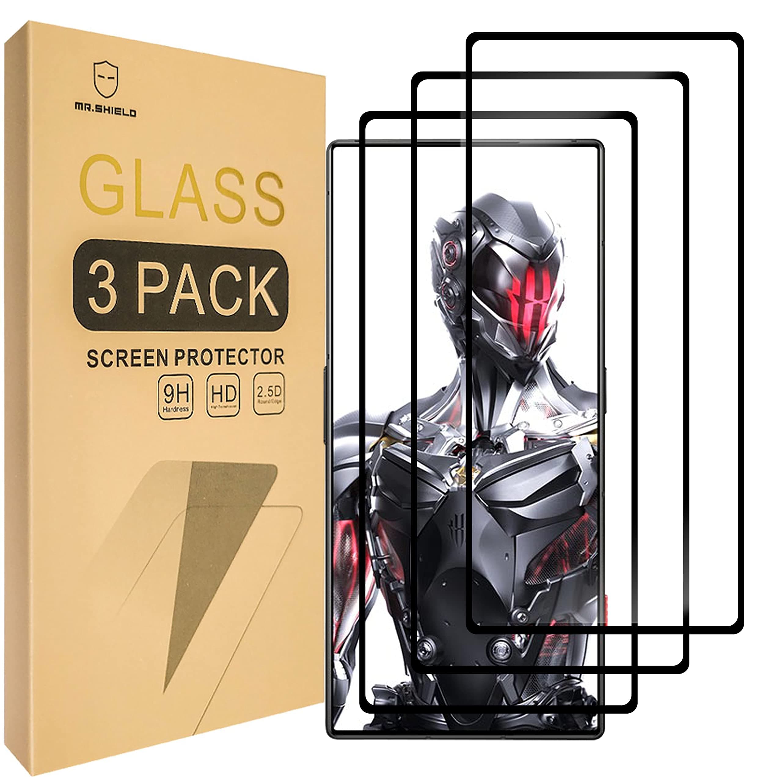 Mr.Shield Screen Protector For ZTE nubia (RED MAGIC 8 Pro) / Red magic 8 Pro+ [Japan Tempered Glass] [9H Hardness] [Full Screen Glue Cover] [3-Pack] Screen Protector