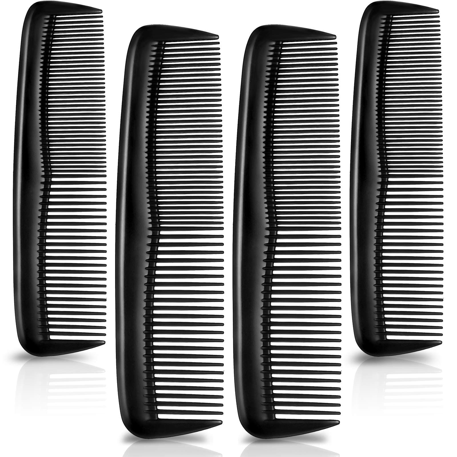 Patelai 4 Pcs Hair Combs Men Plastic Pocket Combs Fine and Standard Tooth for Women Men Hair Care Tool Fine Dressing Styling Hairdressing Barber Salon(Black)