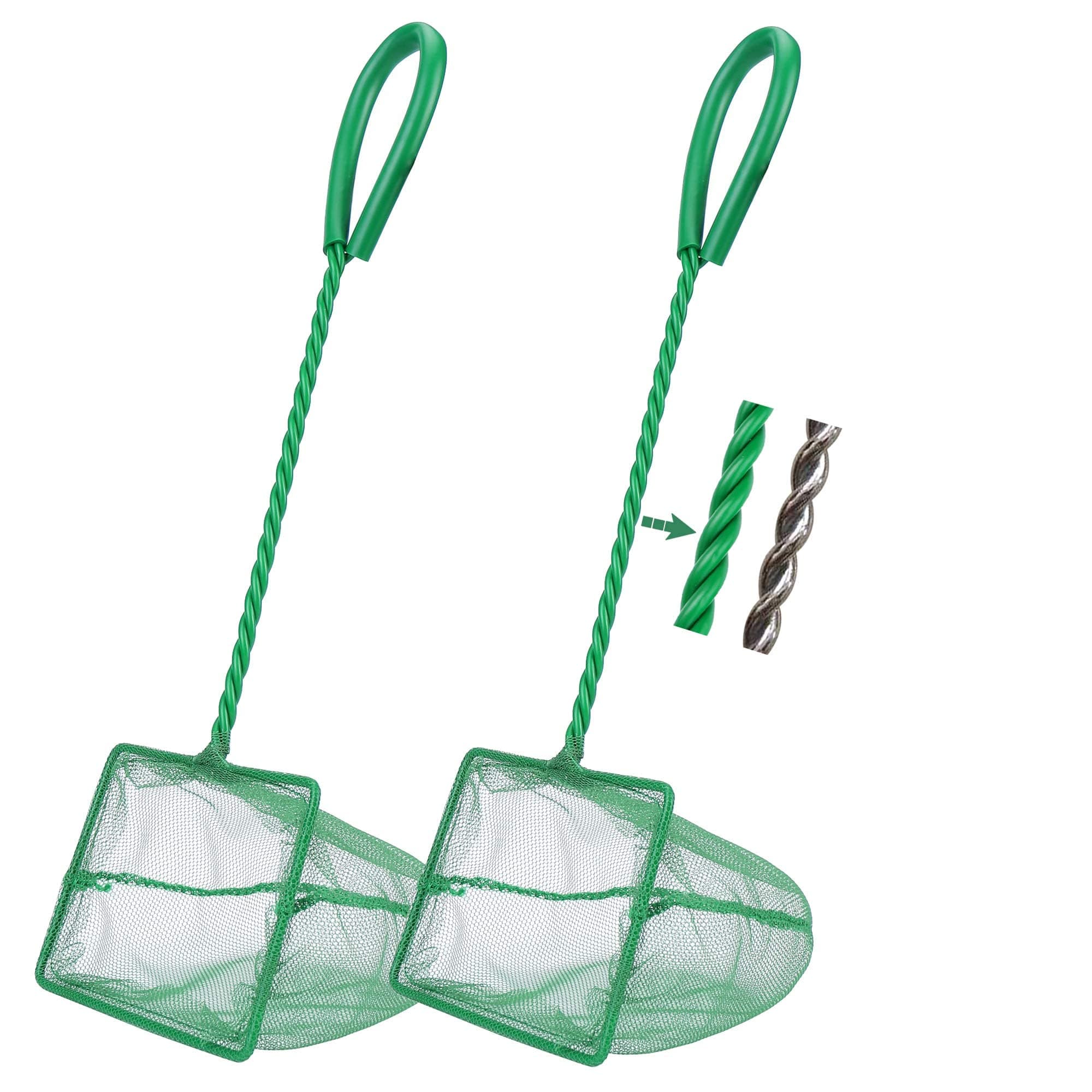 Excefore Aquarium Fish Net, 2 Pcs Fine Quick Catch Mesh Nylon Fishing Nets With Handle, Net For Tank