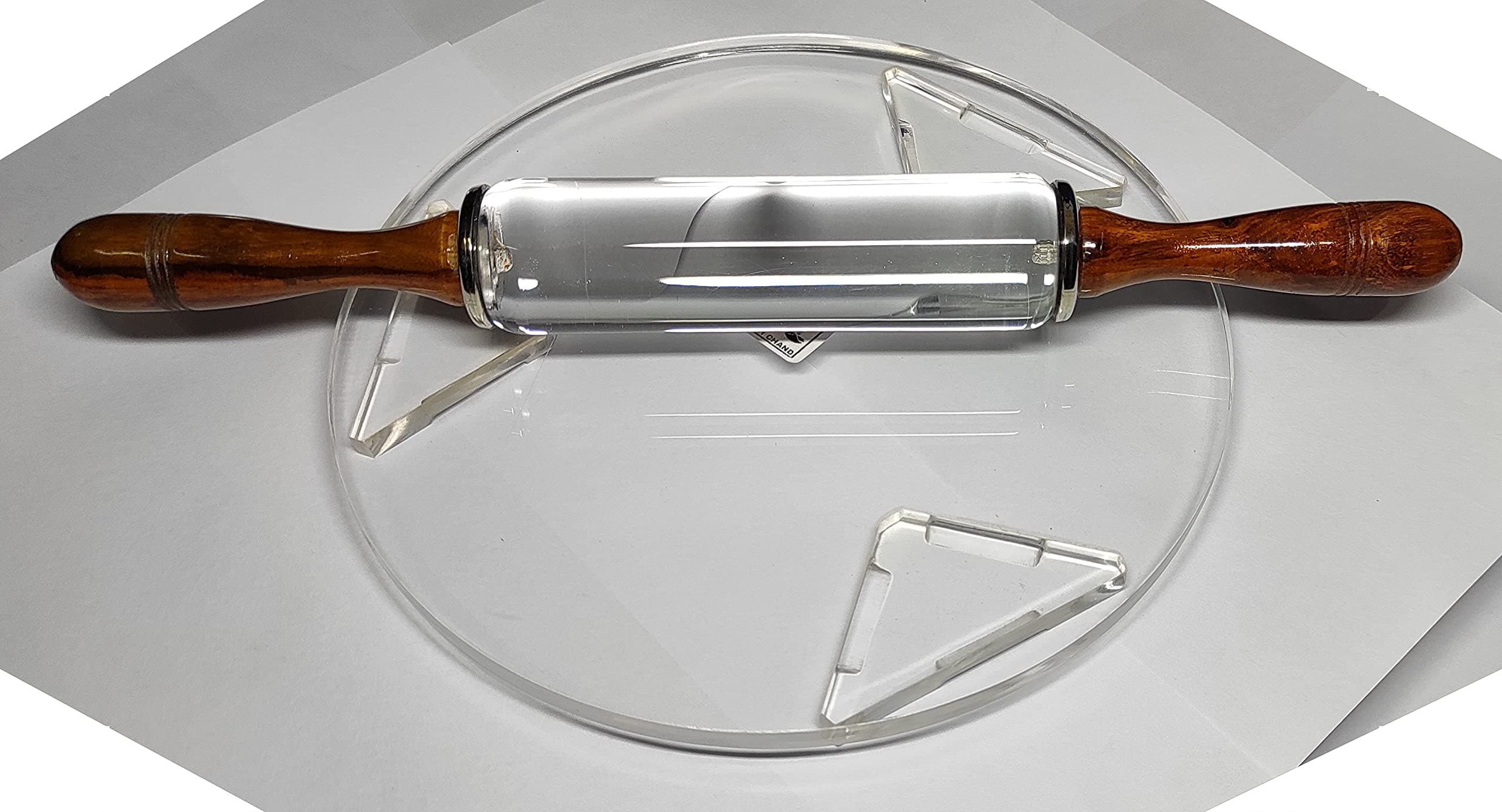 Gulwan Transparent -Roti Roller/Chakla-Belan/Rolling Pin, 22 Cms, Round