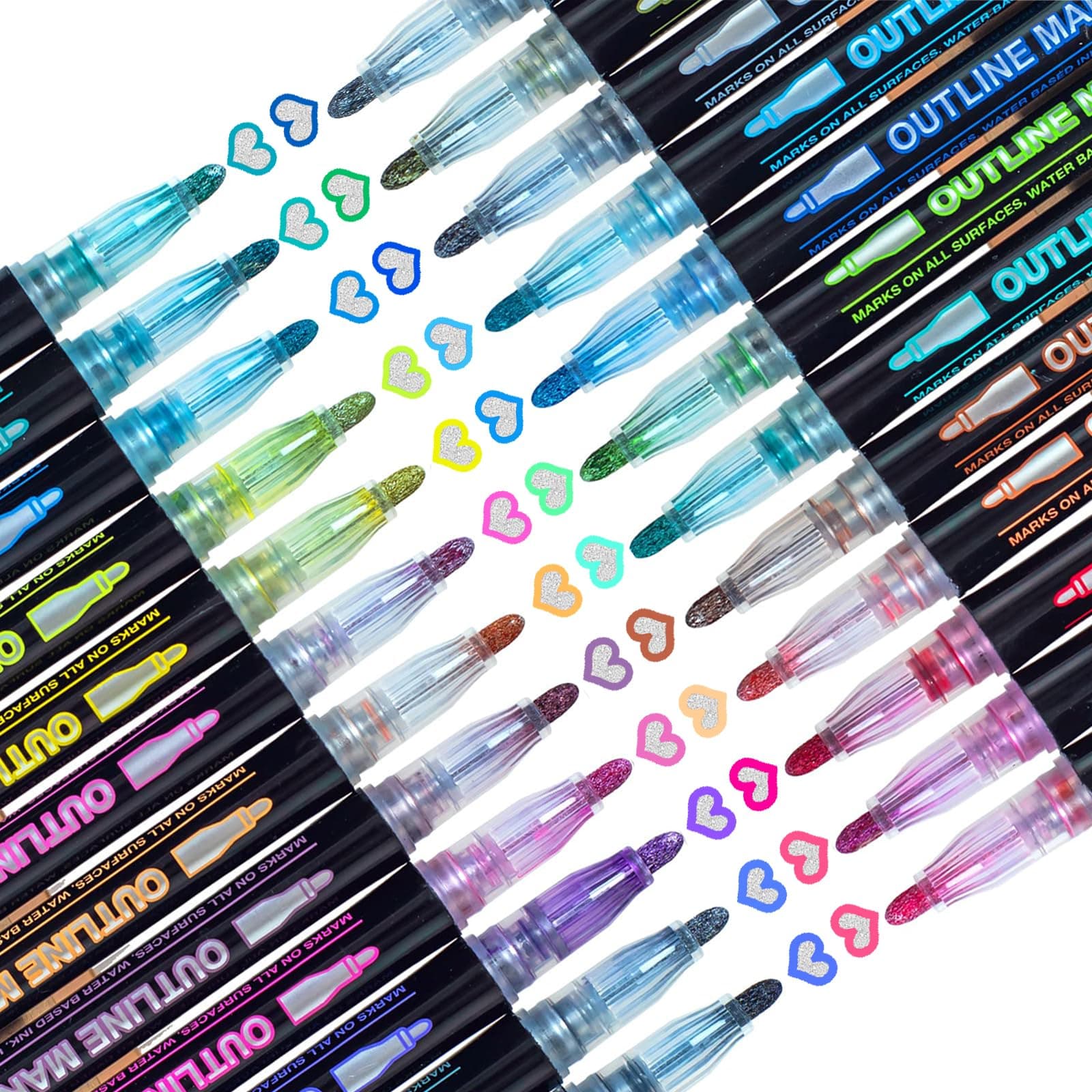 Muchcute Shimmer Markers Outline Glitter Pens:24 Christmas Stocking Stuffers Tween Teen Girl Gifts Trendy Stuff Cute Arts Crafts Art Supplies Kids Ages 4 6 8 9 10 12 14 16 Year Old Birthday Ideas 2024