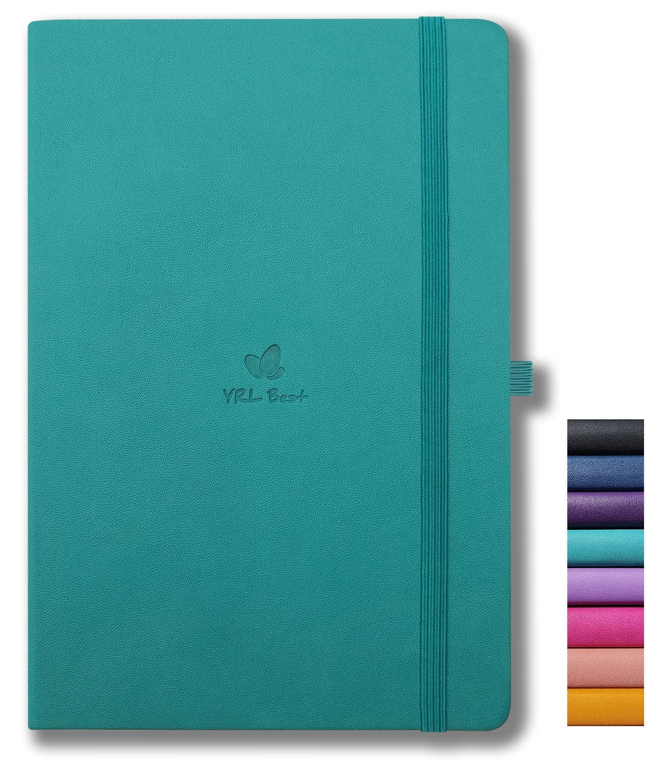 YRL Best A5 Hardcover Notebook Journal with Pen Loop, College Ruled/Lined, 5.7x8.3 Inches, 192 Numbered Pages of Premium Thick Paper, Fine PU Leather, Sewn Bound, Elastic Closure, Inner Pocket, Teal