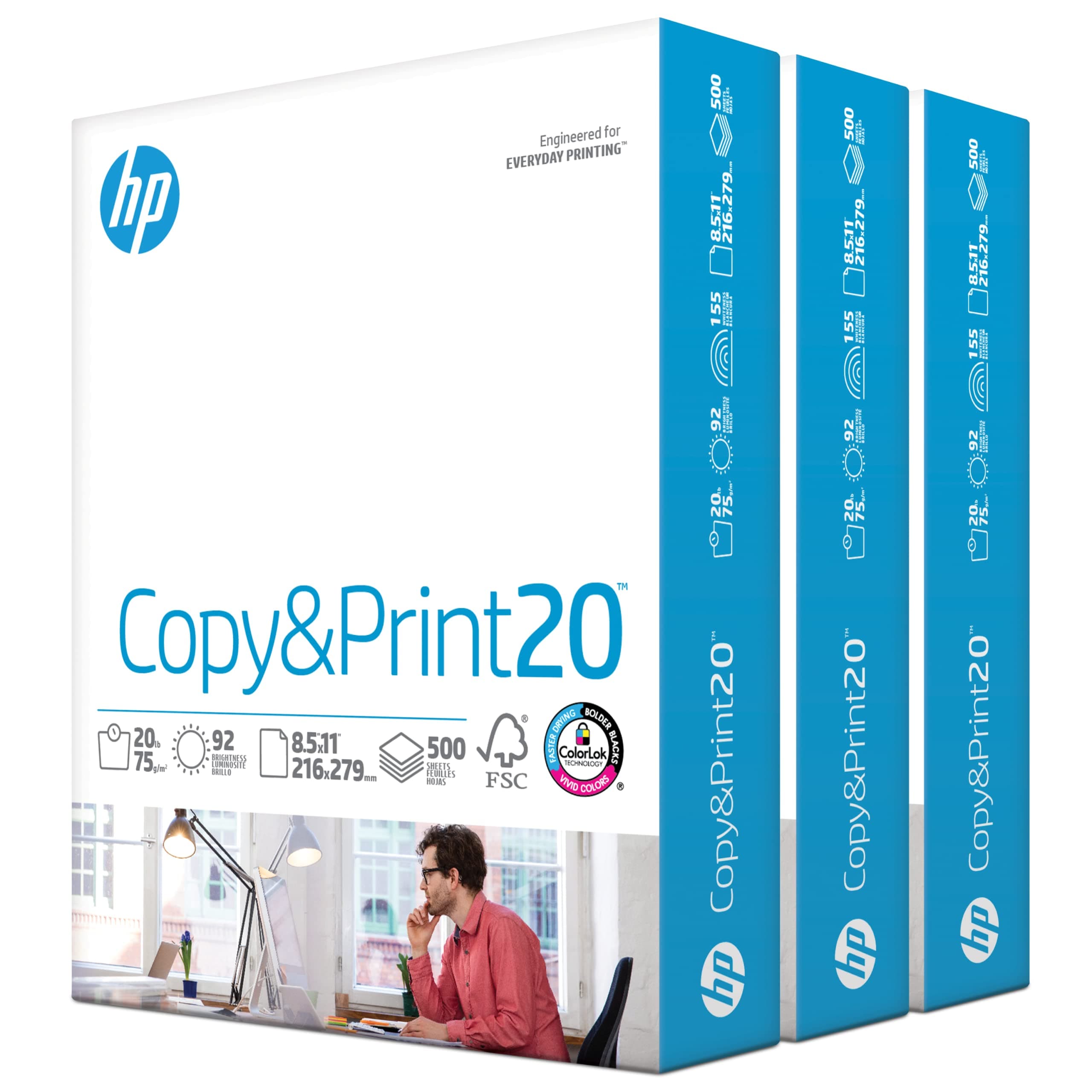 Printer Paper | 8.5 x 11 Paper | Copy &Print 20 lb | Case - 1,500 Sheets | 92 Bright | FSC Certified | 200090C