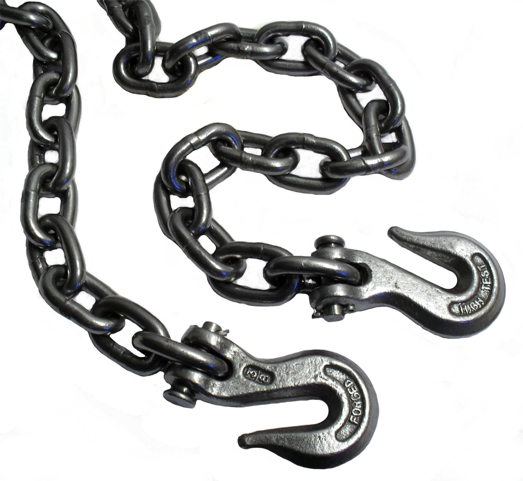 AB Tools 14ft Heavy Duty 3/8'' Tow Towing Chain 2 Clevis Grab Hooks Farm Garage TE148