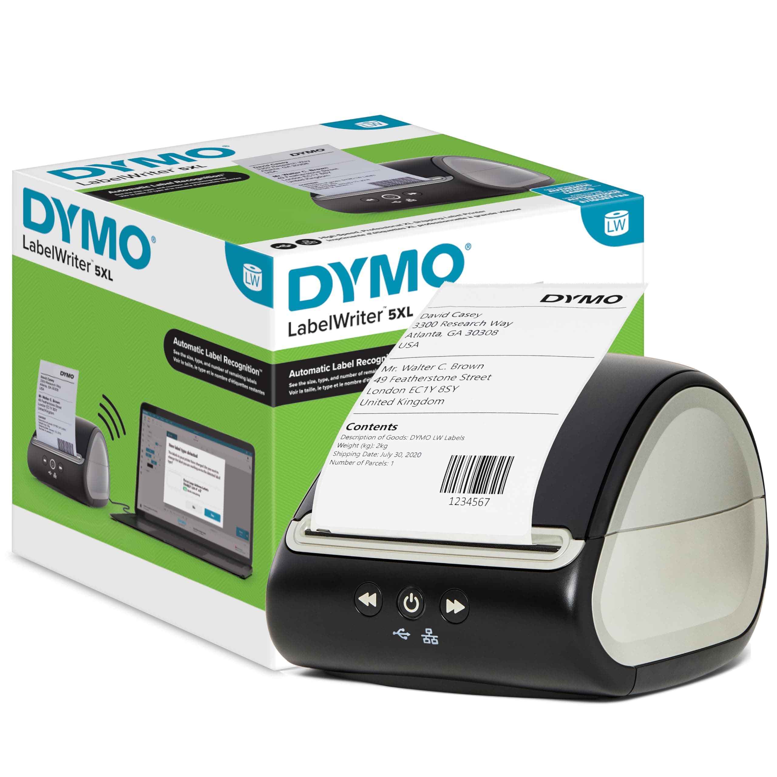 DYMOLabelWriter 5XL Label Printer | Automatic Label Recognition | Label Maker that prints Extra-Wide Shipping Labels from Amazon, Royal Mail & More | Perfect for eCommerce Sellers | UK 3 Pin Plug