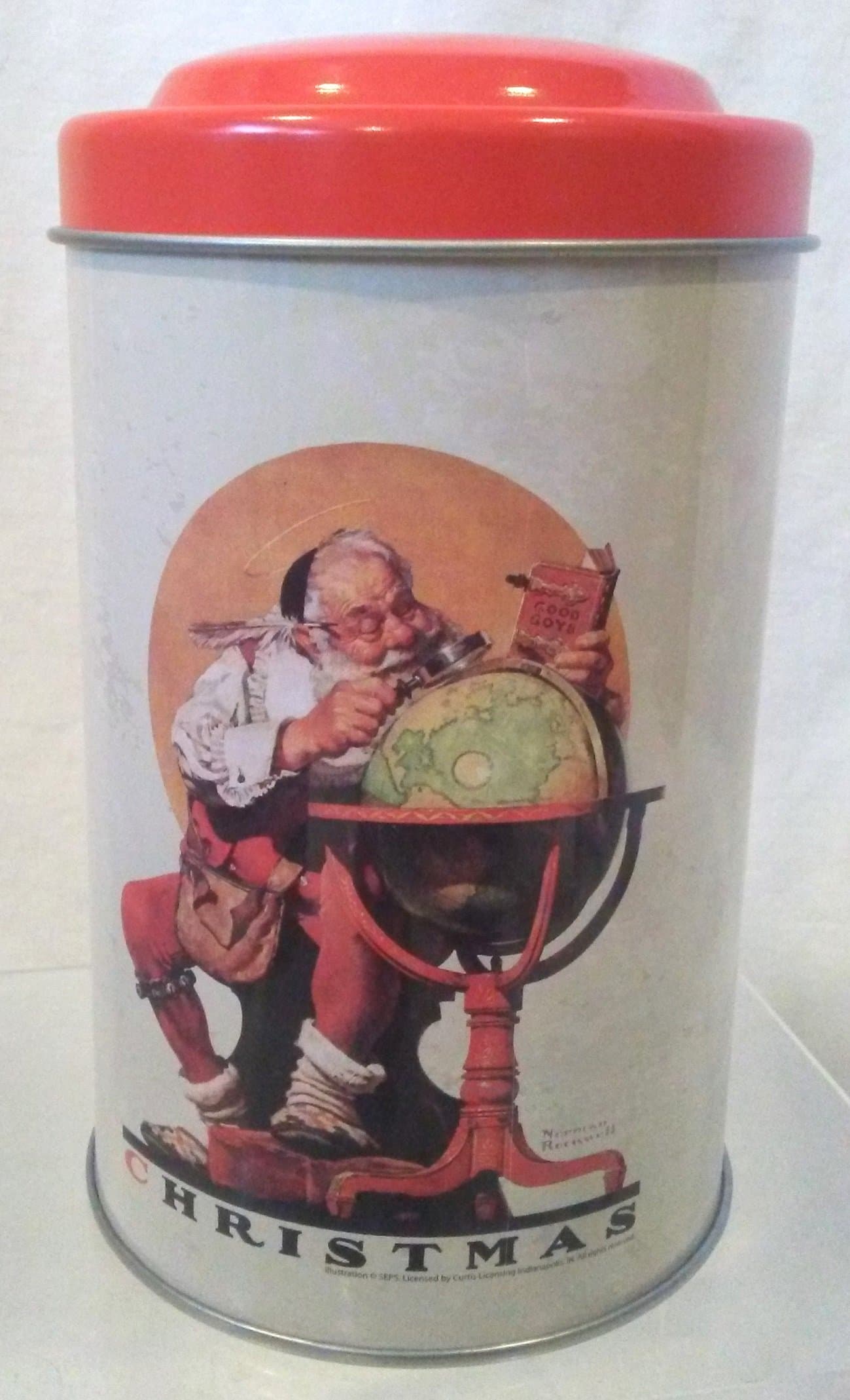 Norman Rockwell Christmas Tin, Checking His List