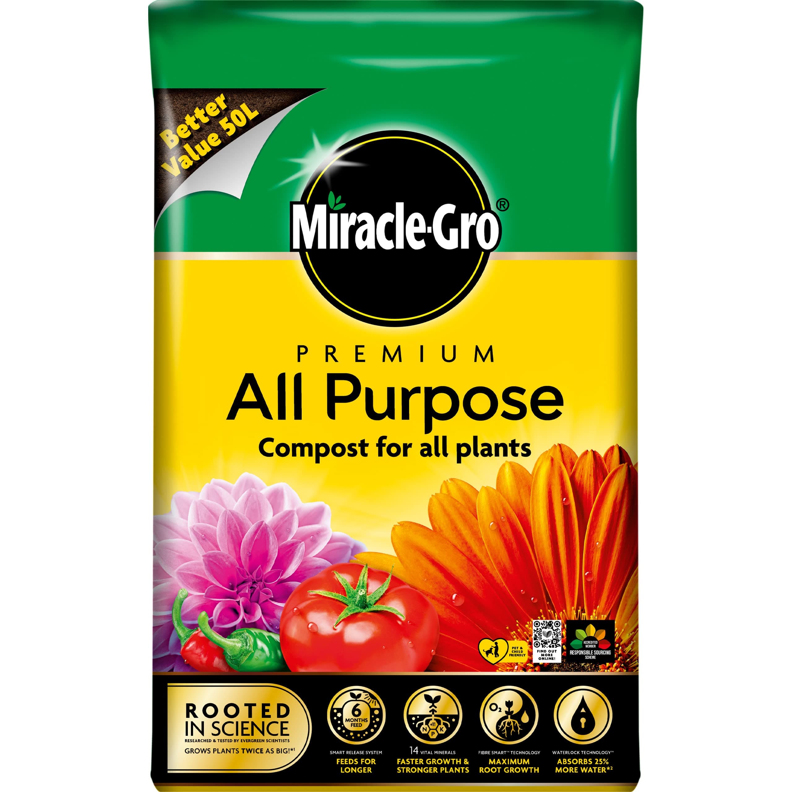 Miracle-Gro Premium All Purpose Compost, 50L