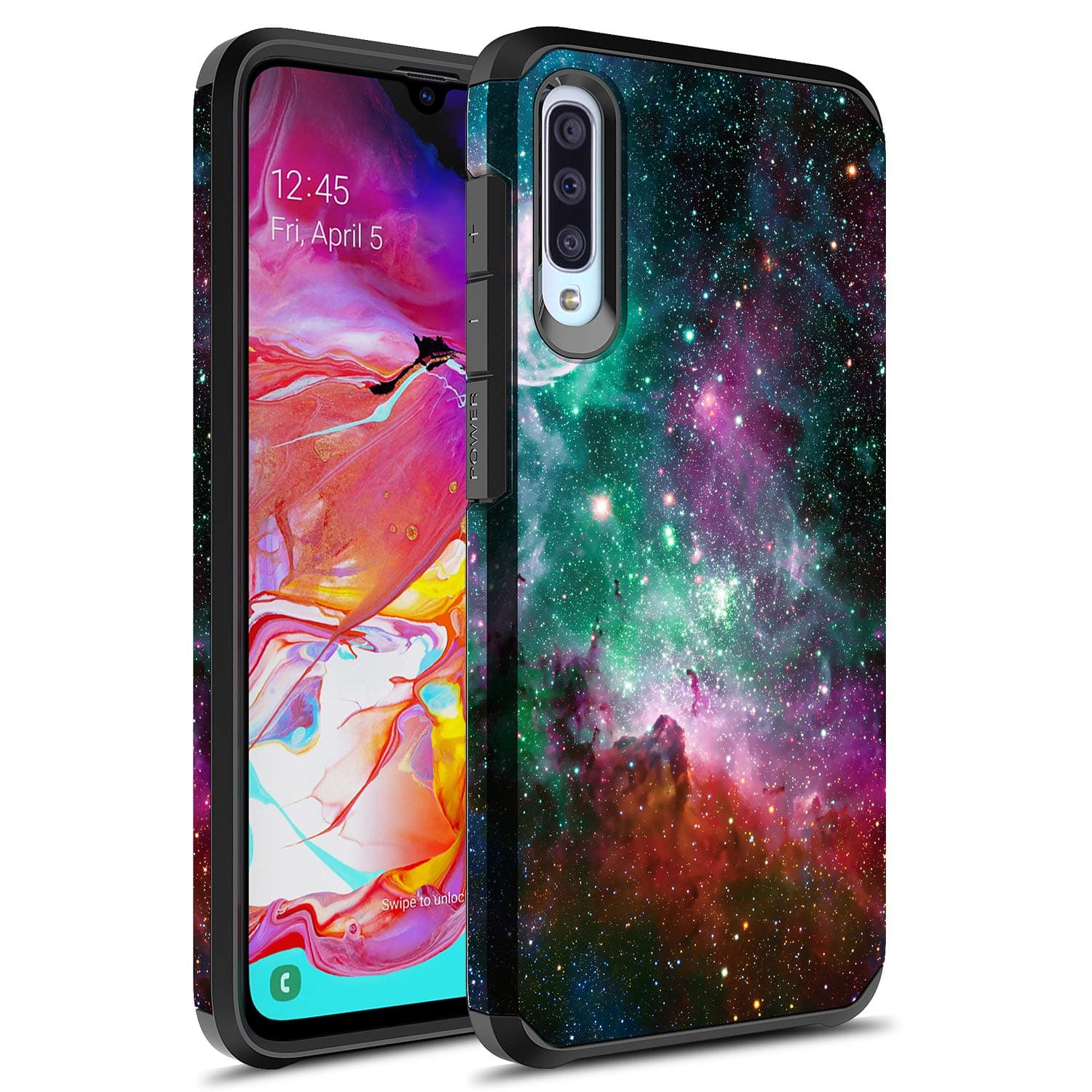 Case Designed for Samsung Galaxy A70, Slim Cute Dual-Layer Drop Shock-Proof Full-Body Anti-Slip Hard PC Soft TPU Bumper Girls Women Man Armor Protective Cover Galaxy Star
