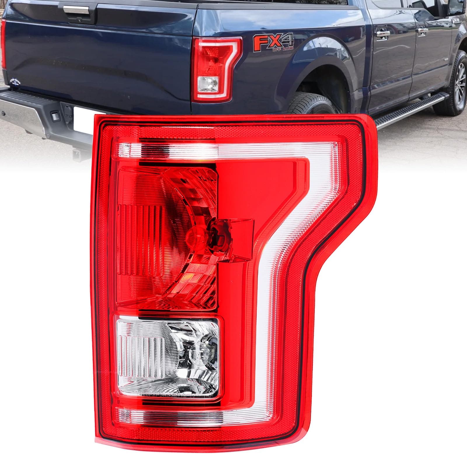 Boine Right Passenger Side Tail Light Compatible With 2015 2016 2017 Ford F150 F-150 Rear Light Brake Lamps - Bulb Included(Right Passenger Side)