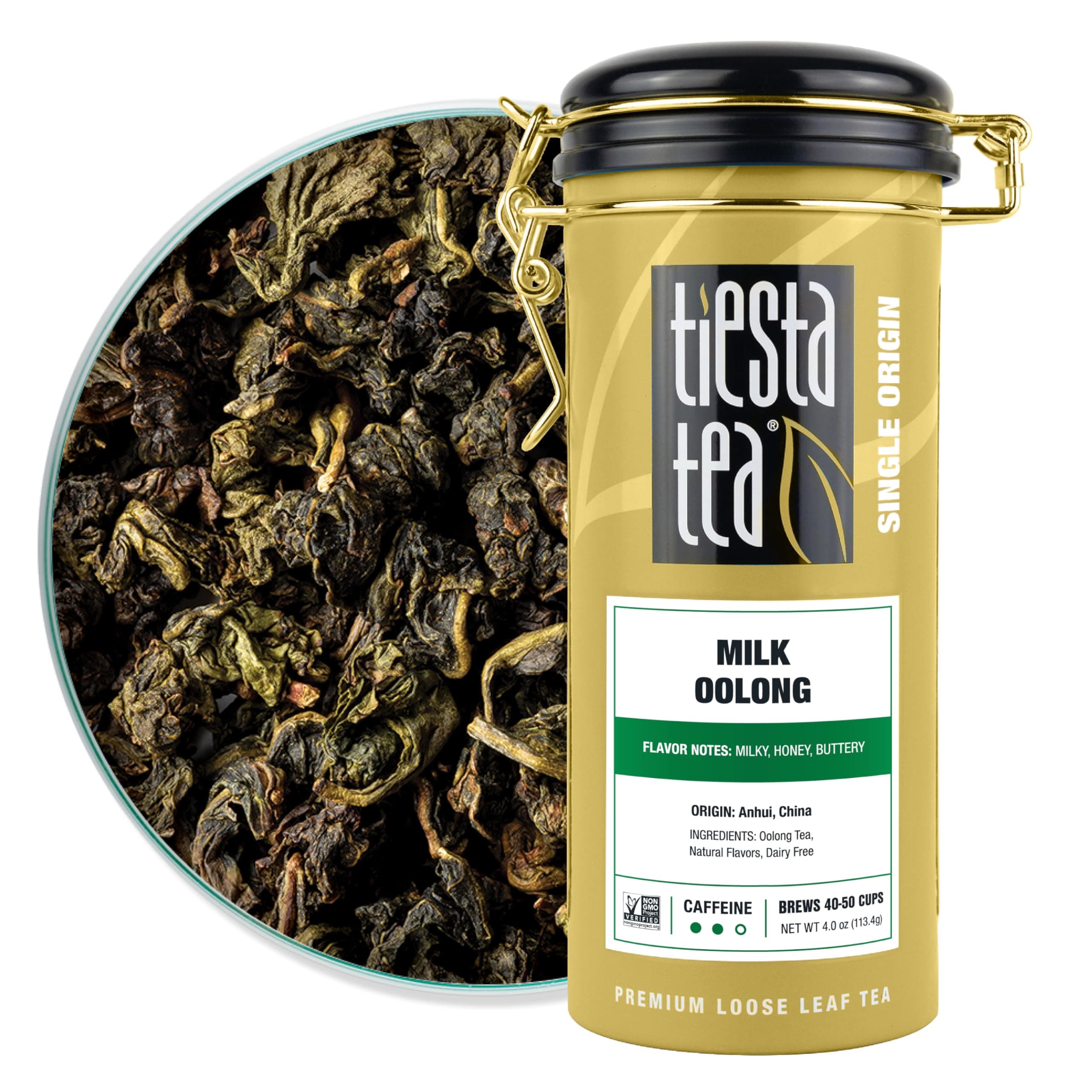 Tiesta Tea - Milk Oolong Tea, Loose Leaf, Single Origin Premium Oolong Blend from China, Medium Caffeinated, Makes Hot or Iced Drink & Up to 50 Cups, 100% Pure Unblended, 4oz Refillable Tin