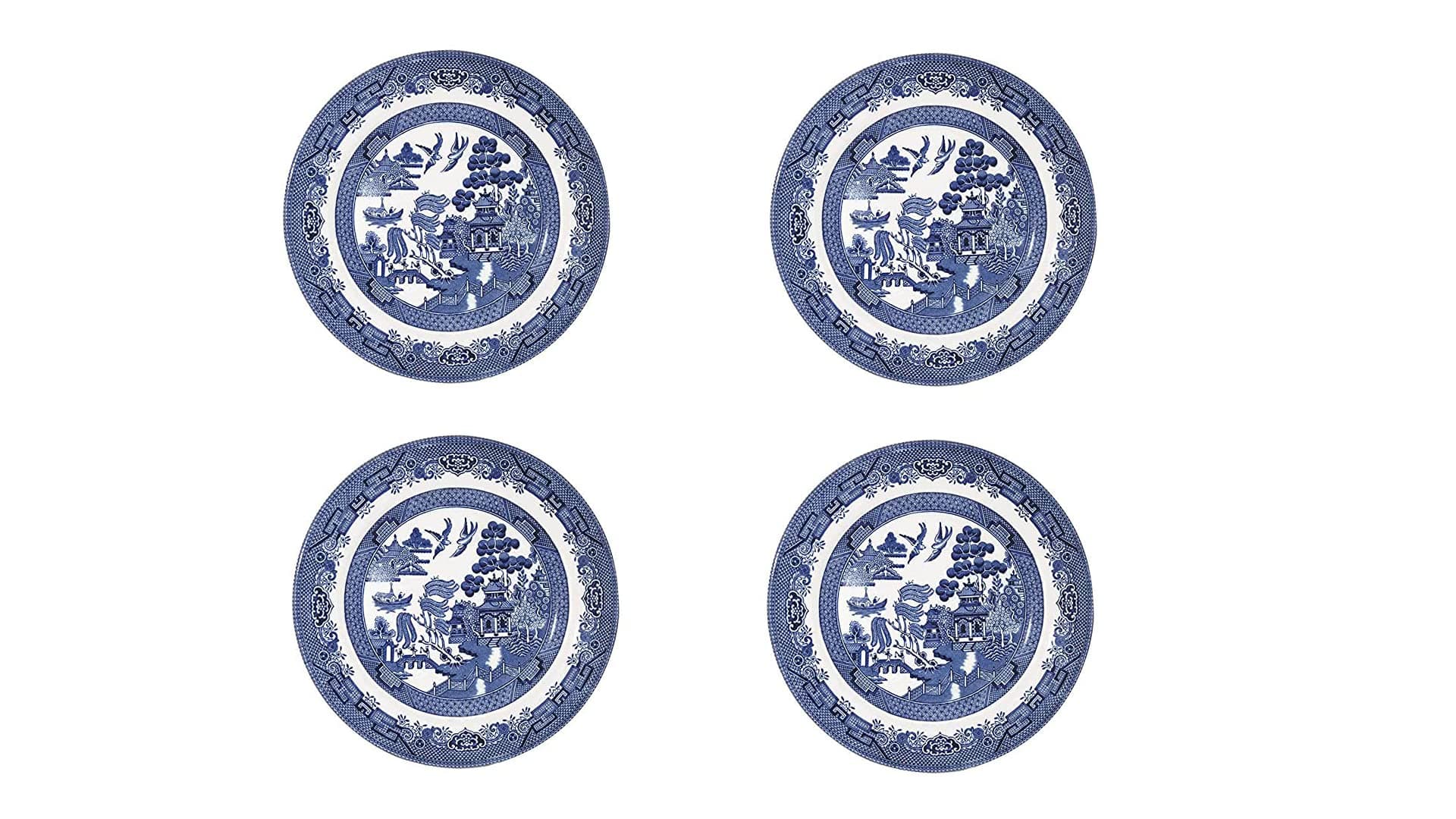 Churchill Blue Willow 10" Dinner Plates Set of 4 Made in England