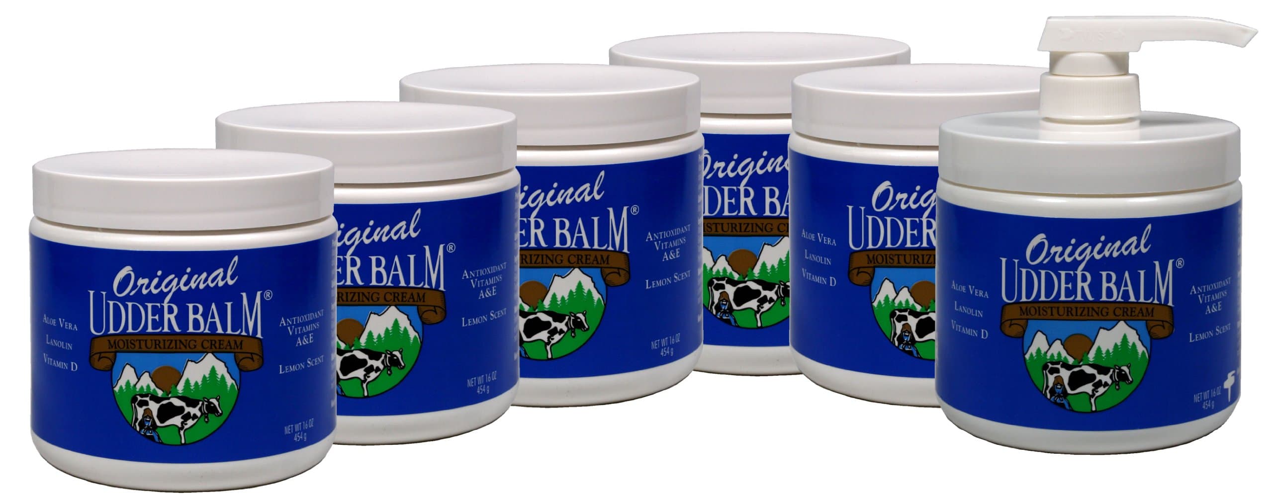 Original Udder Balm Moisturizing Cream 16 oz. Jar, (pack of 6) (including 1 pump)