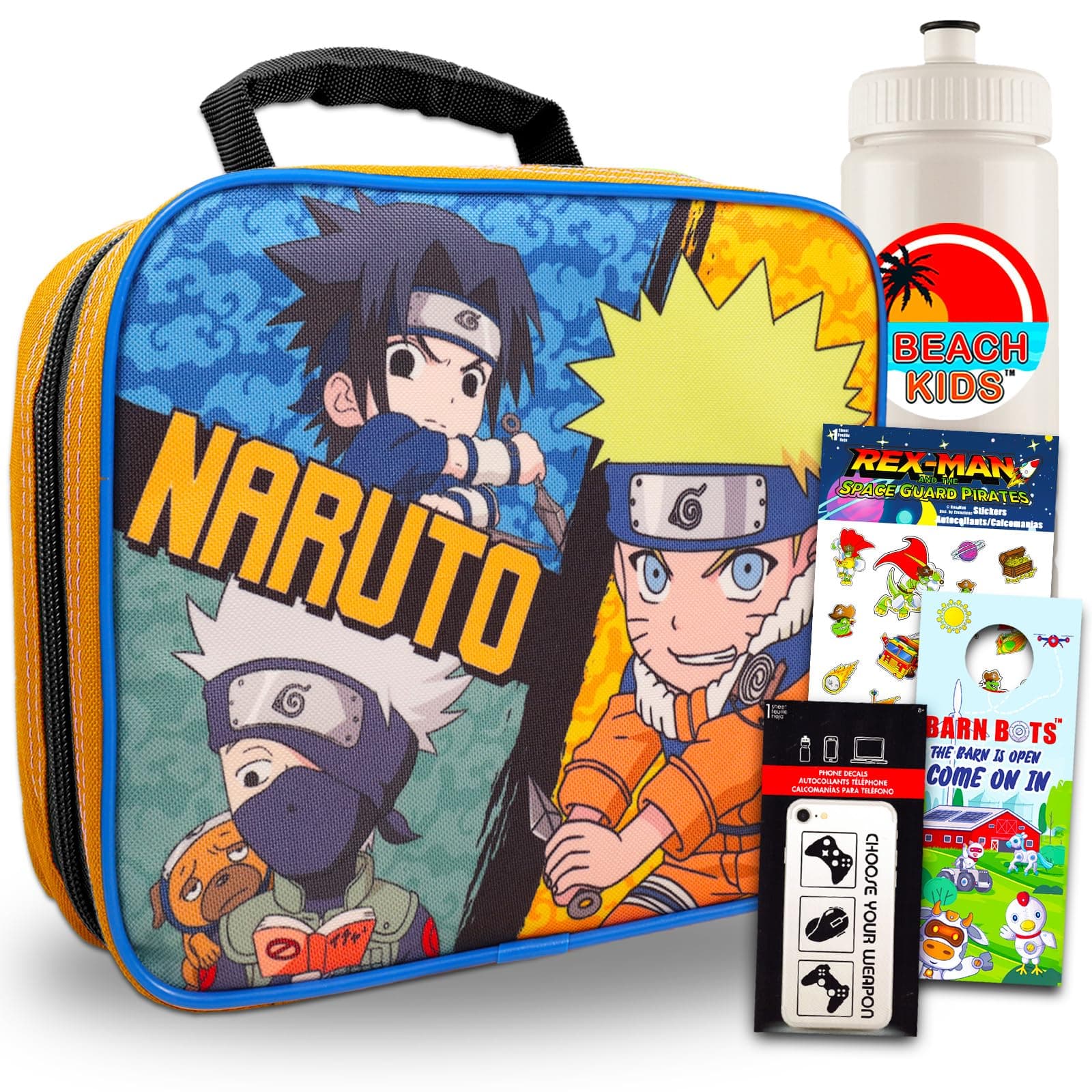 Action Comics Naruto Lunch Bag for Boys Set - Bundle with Naruto Lunch Box, Stickers, and More | Naruto Lunch Box for Boys 8-12