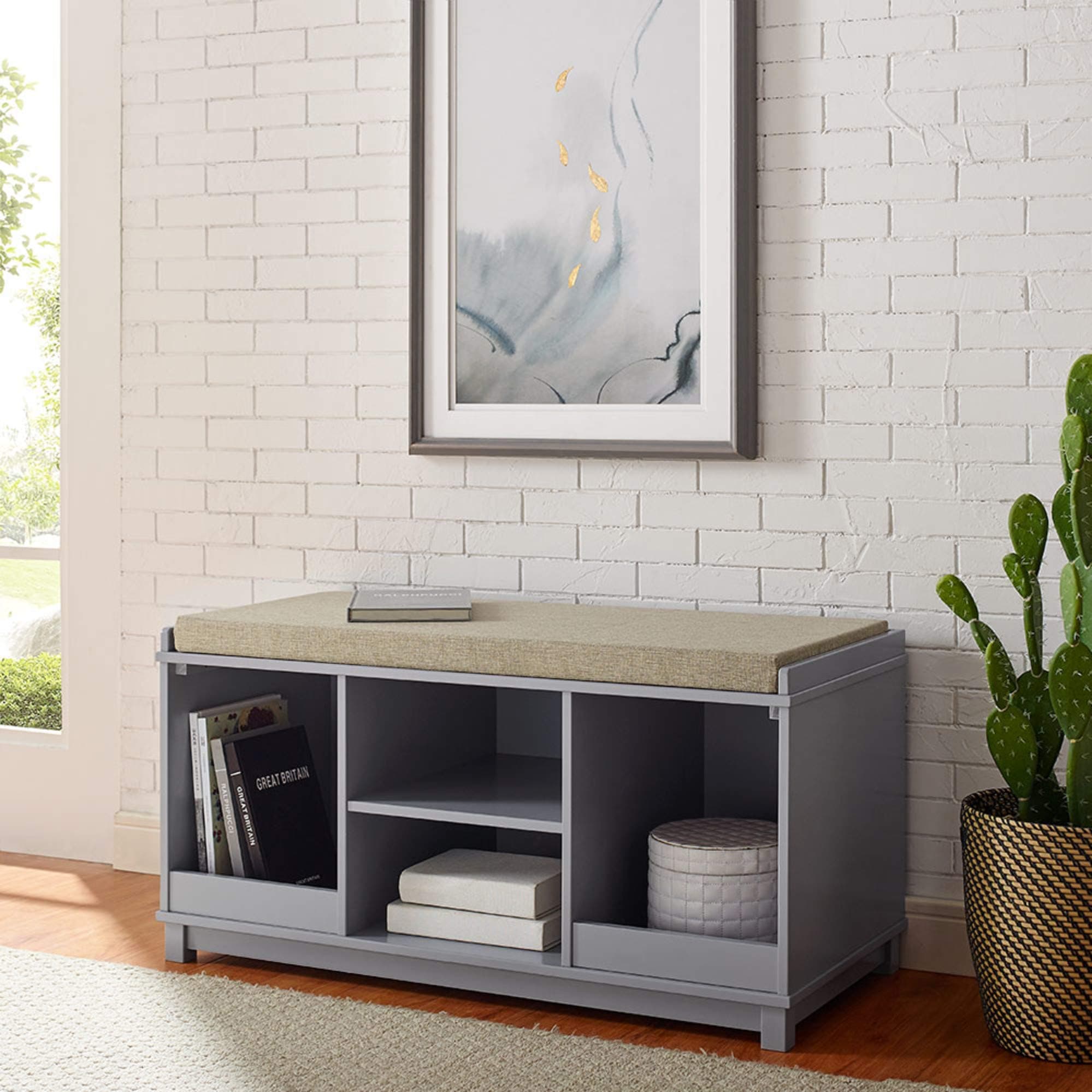 Classic Brands Jack & Jill Storage Bench, Light Grey