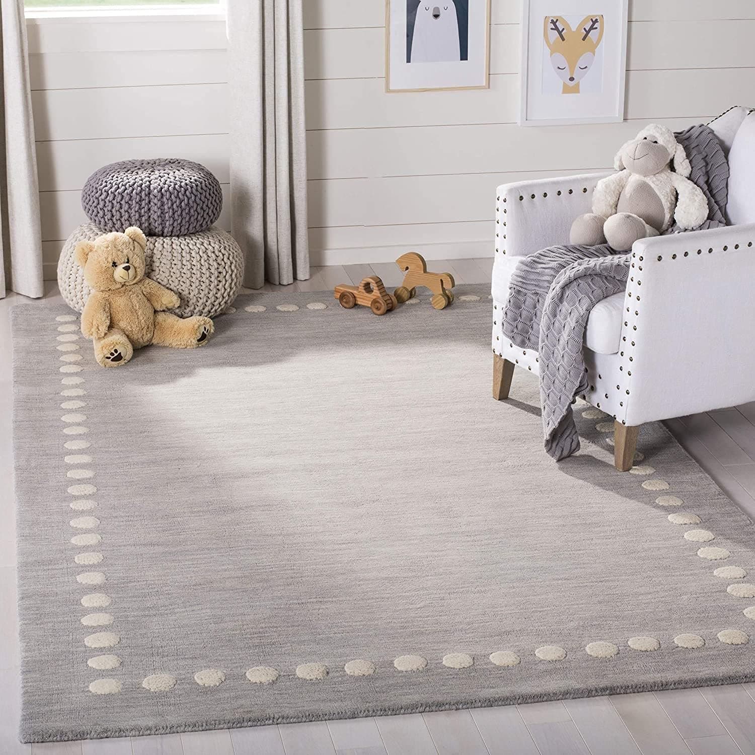 Zara Carpets Solid Plain Exported Quality Hand Made Carpets and Rug Size 6 Feet by 9 Feet (6x9 feet) Grey Dotted