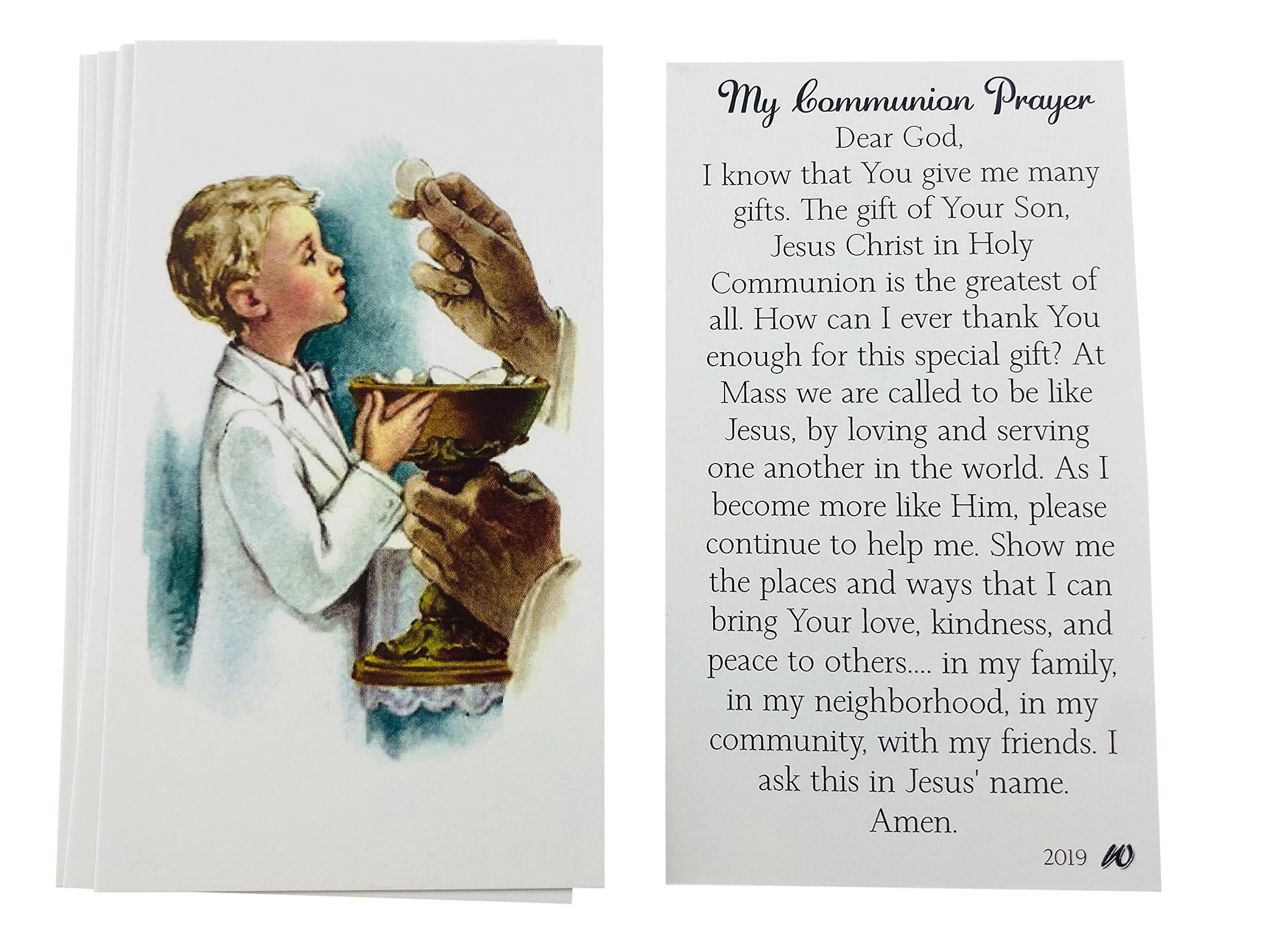 First Communion Boy's Holy Card Print Pack Wallet Sized, Set of 10