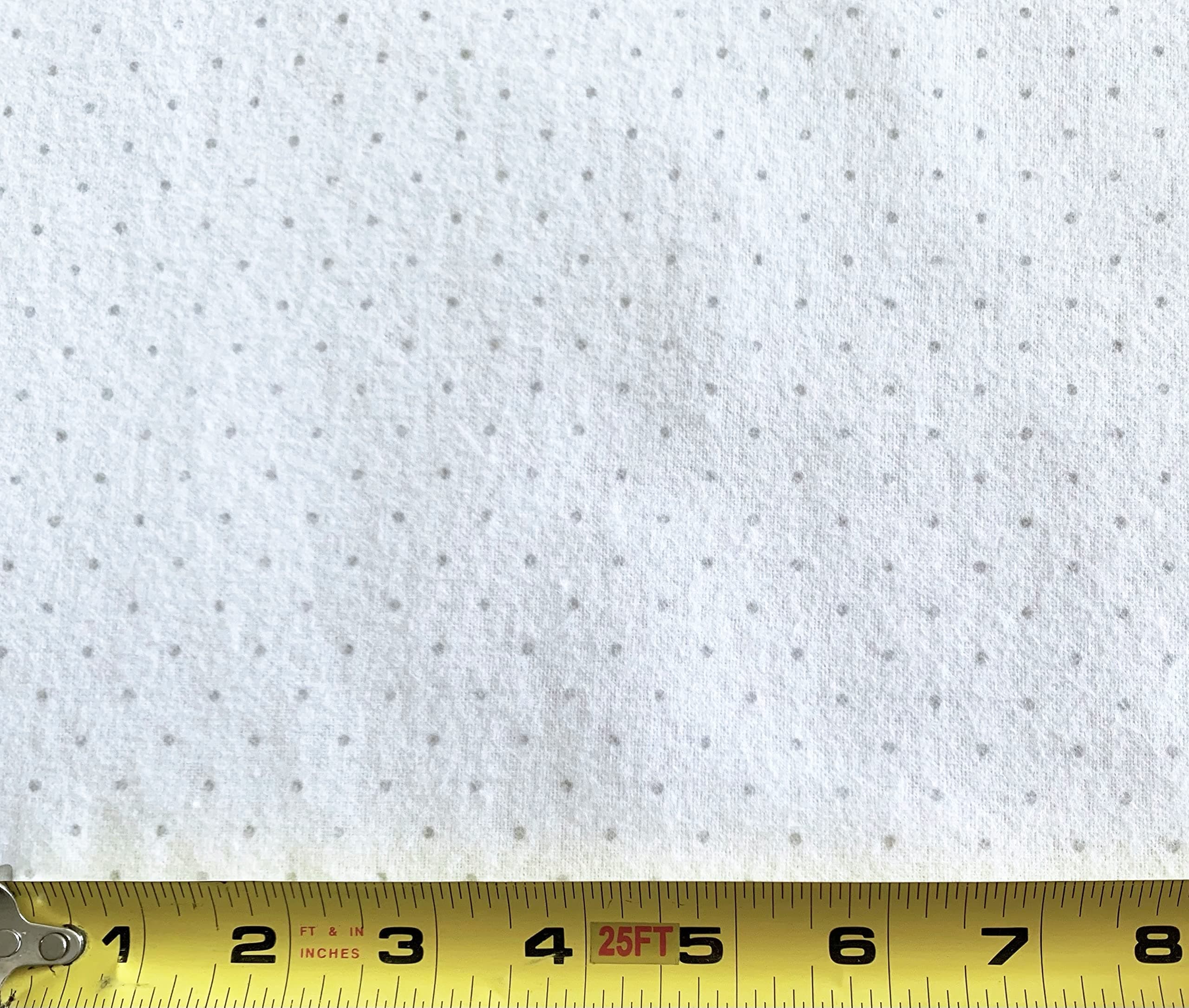 White with Gray Dot 100% Cotton Flannel Fabric by The Yard Made in USA