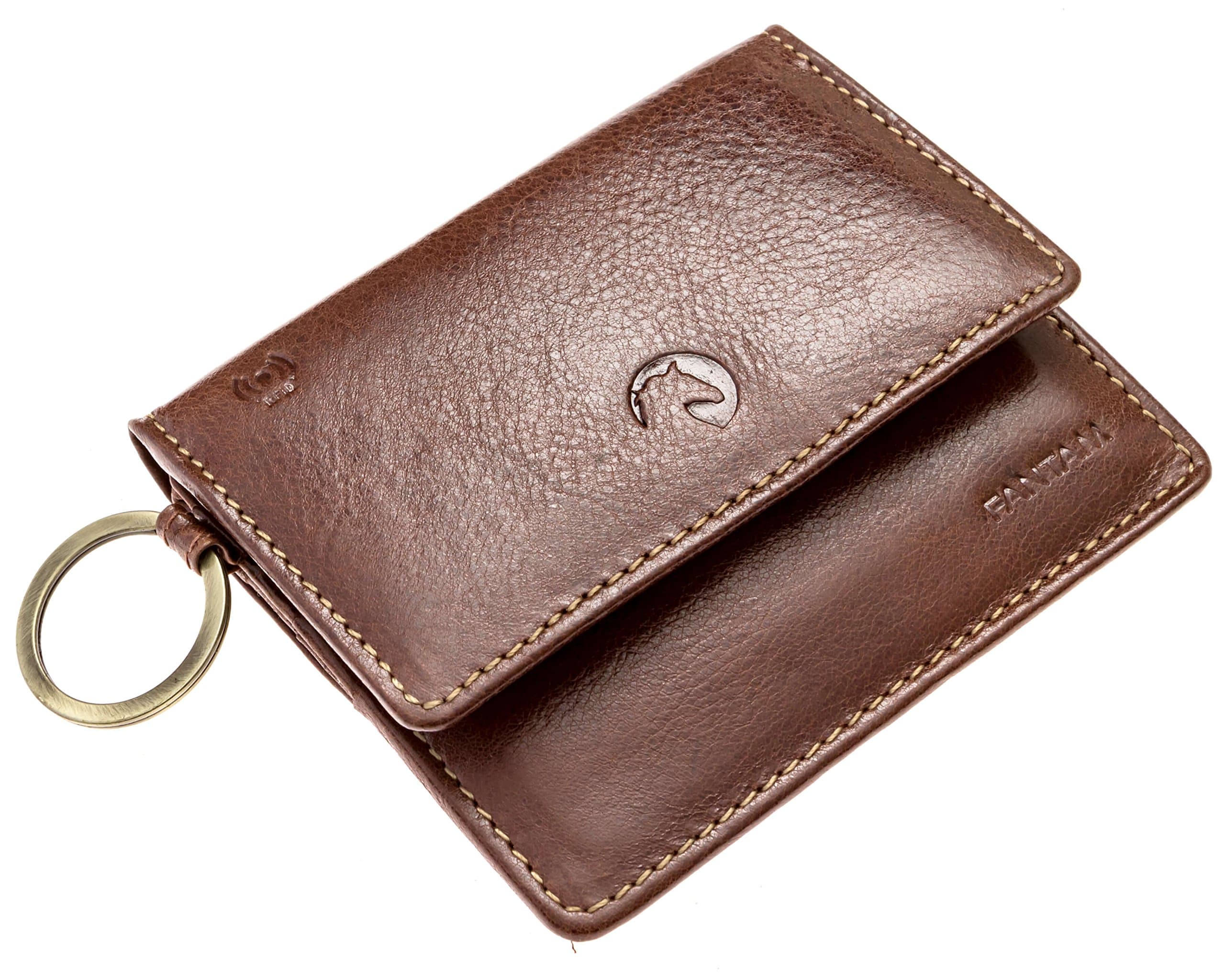 Genuine Leather Minimalist Bifold Wallet | CC RFID Blocking Small Light