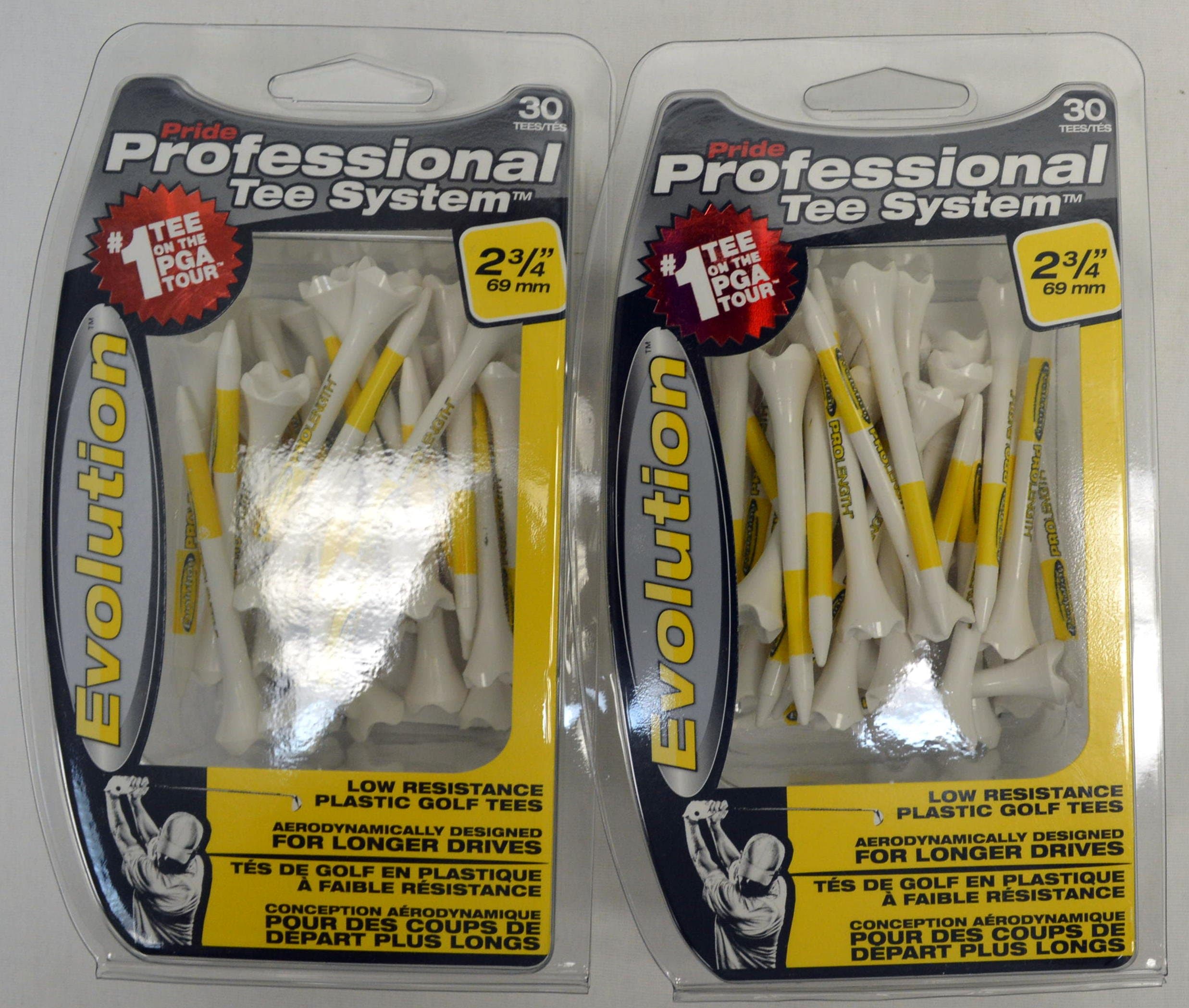 Pride Tee System Evolution Plastic Golf Tees - 2 3/4" - 2 packs of 30 - 11978