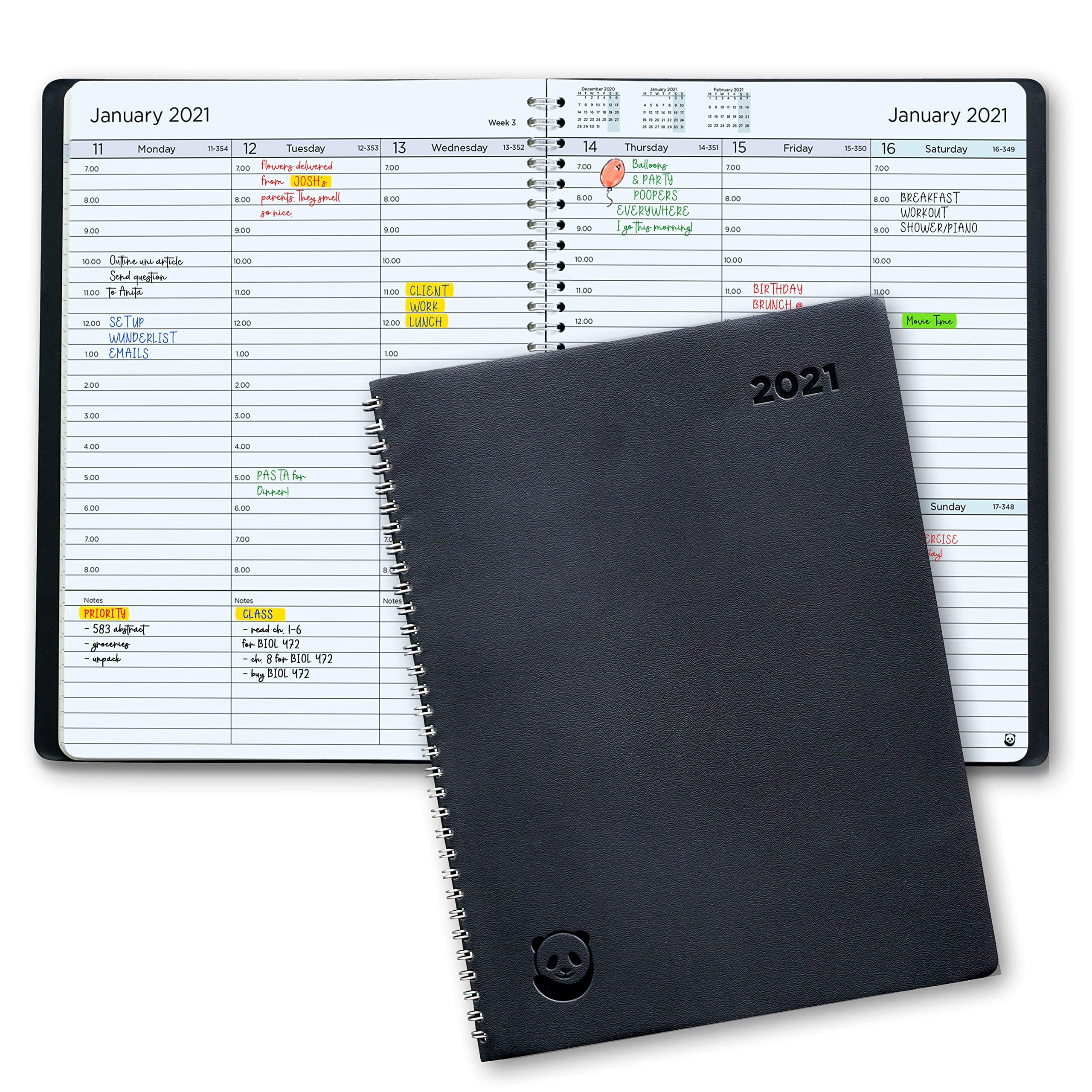 2021 Diary by SmartPanda – A5 Week to View Dated Planner – Simple Design Inspires Productivity – Softcover Appointment Book, 30 Minute Intervals – Annual Calendar, November 2020 - December 2021
