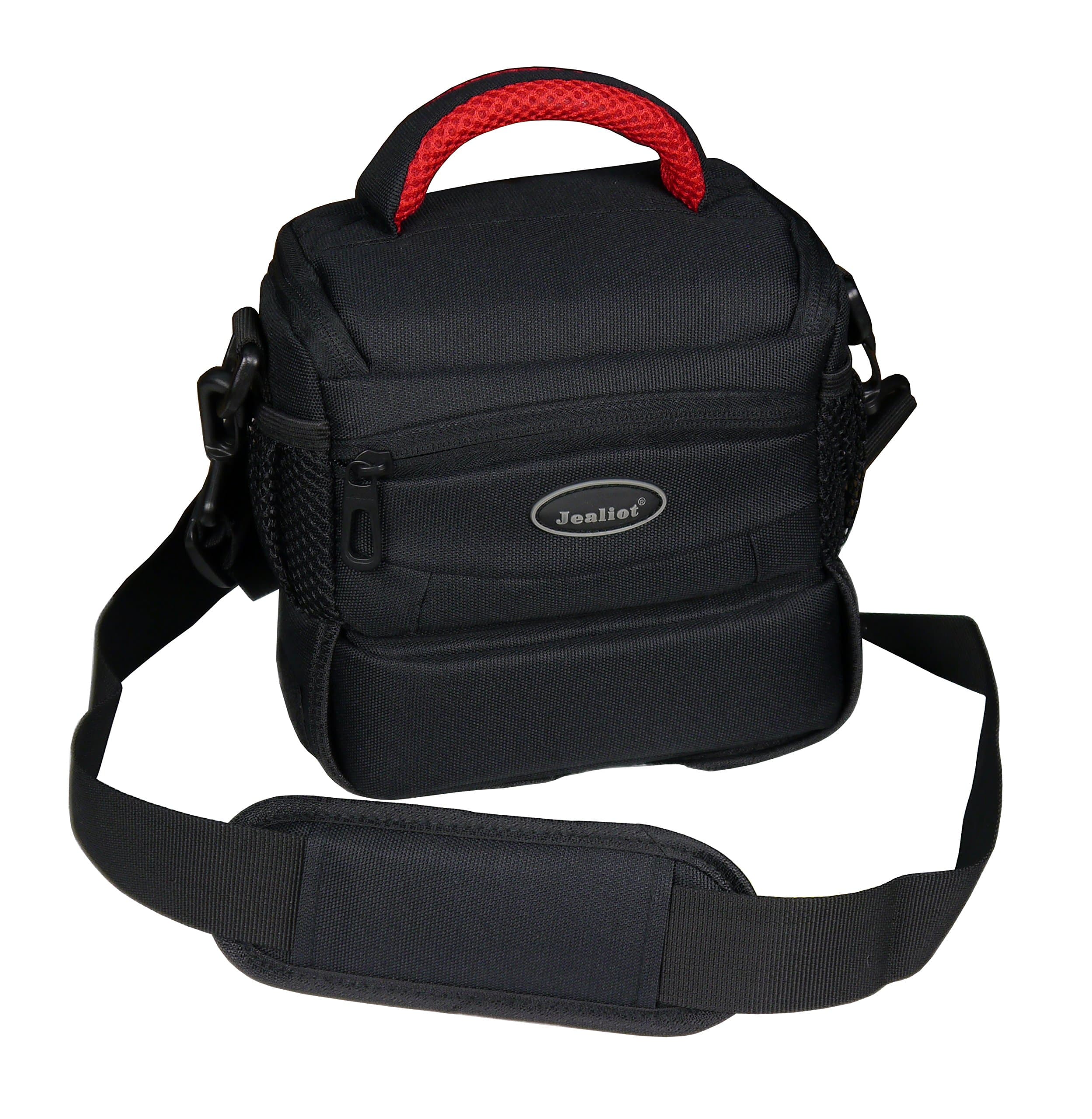 Jealiot Compact Camera Case for Nikon 1 J5 with Attached Lens Including 10-30mm or 30-110mm - Detachable Accessory Compartment for Charger, Cables and Accessories - Black