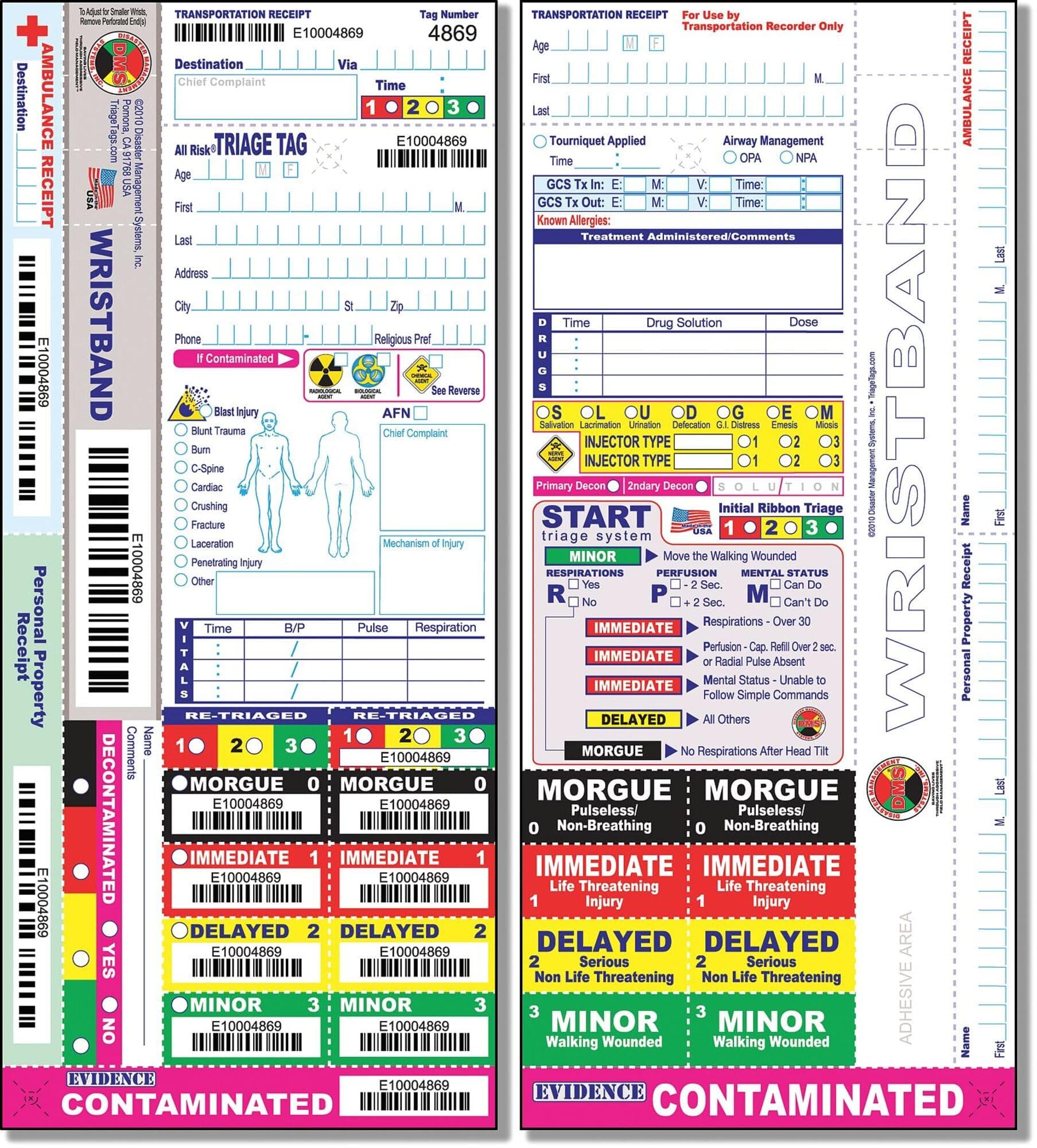 Wristband Triage Tag, PK 50