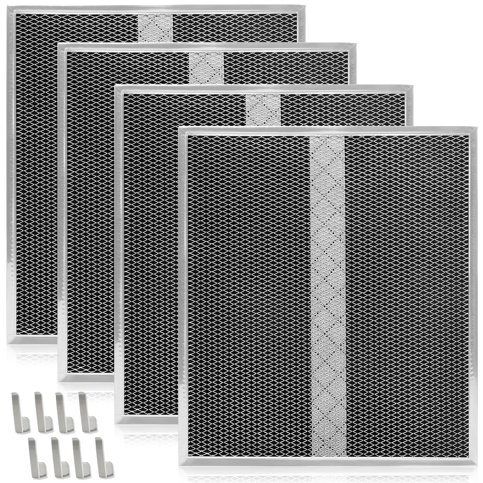 4 Pack HPF30 Range Hood Non-Ducted Charcoal Filter Compatible with Broan Range Hood Filter S97020466 Type XC with Clips,14.6" X 12.9"