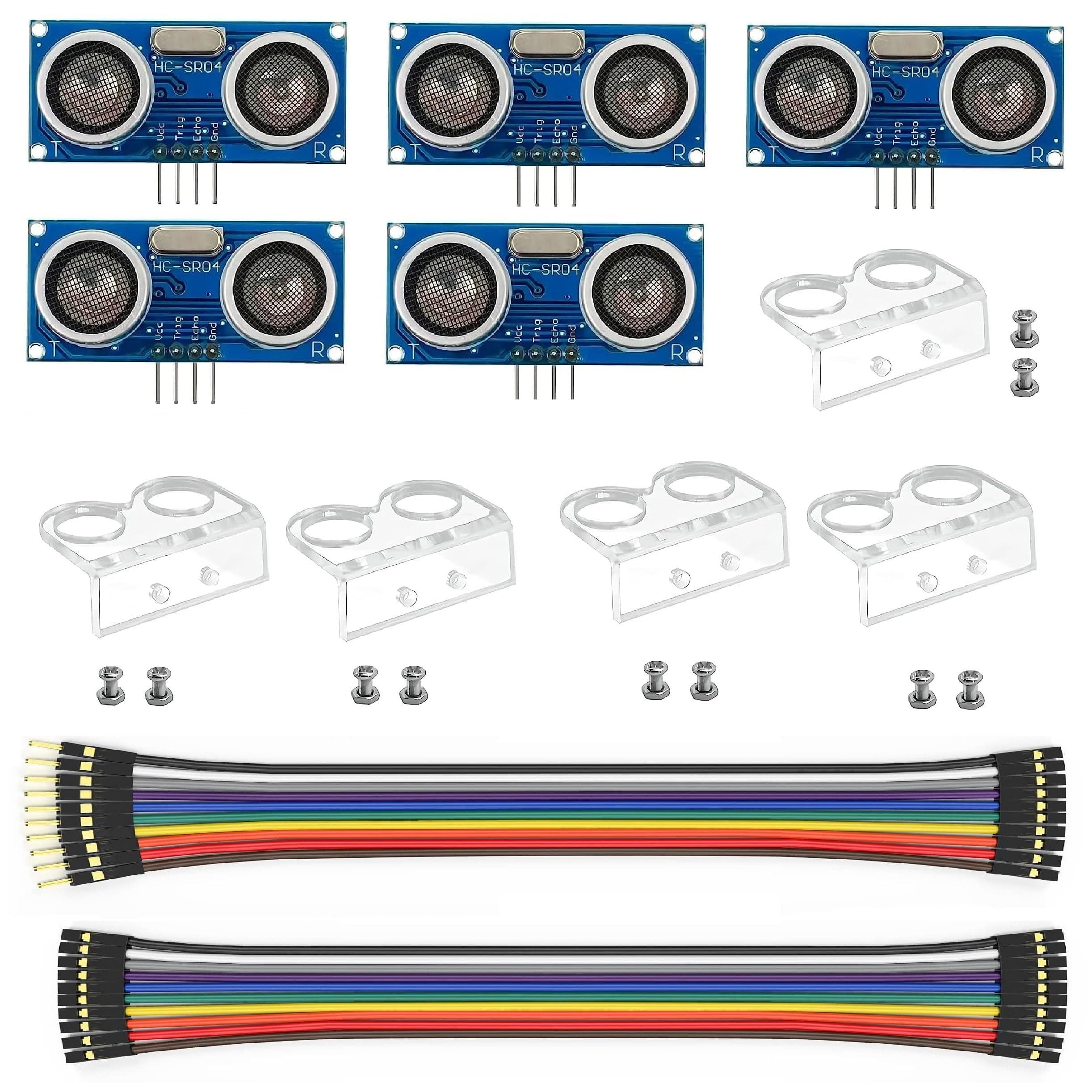5Pcs HC-SR04 Ultrasonic Sensor Module for Arduino (with Mounting Bracket)