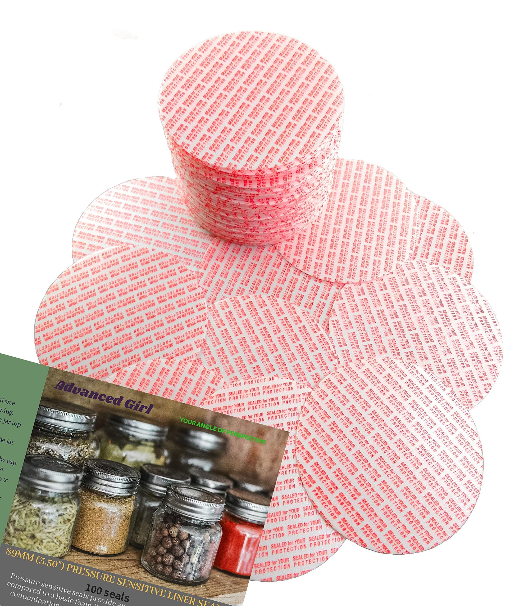 Pressure Sensitive Torque Activated Cap Seals Liners -89mm (3.50") Made in USA-100 PCS - for Wide Mouth Glass & Plastic Ball Mason Canning Jars - No Induction Sealer Needed
