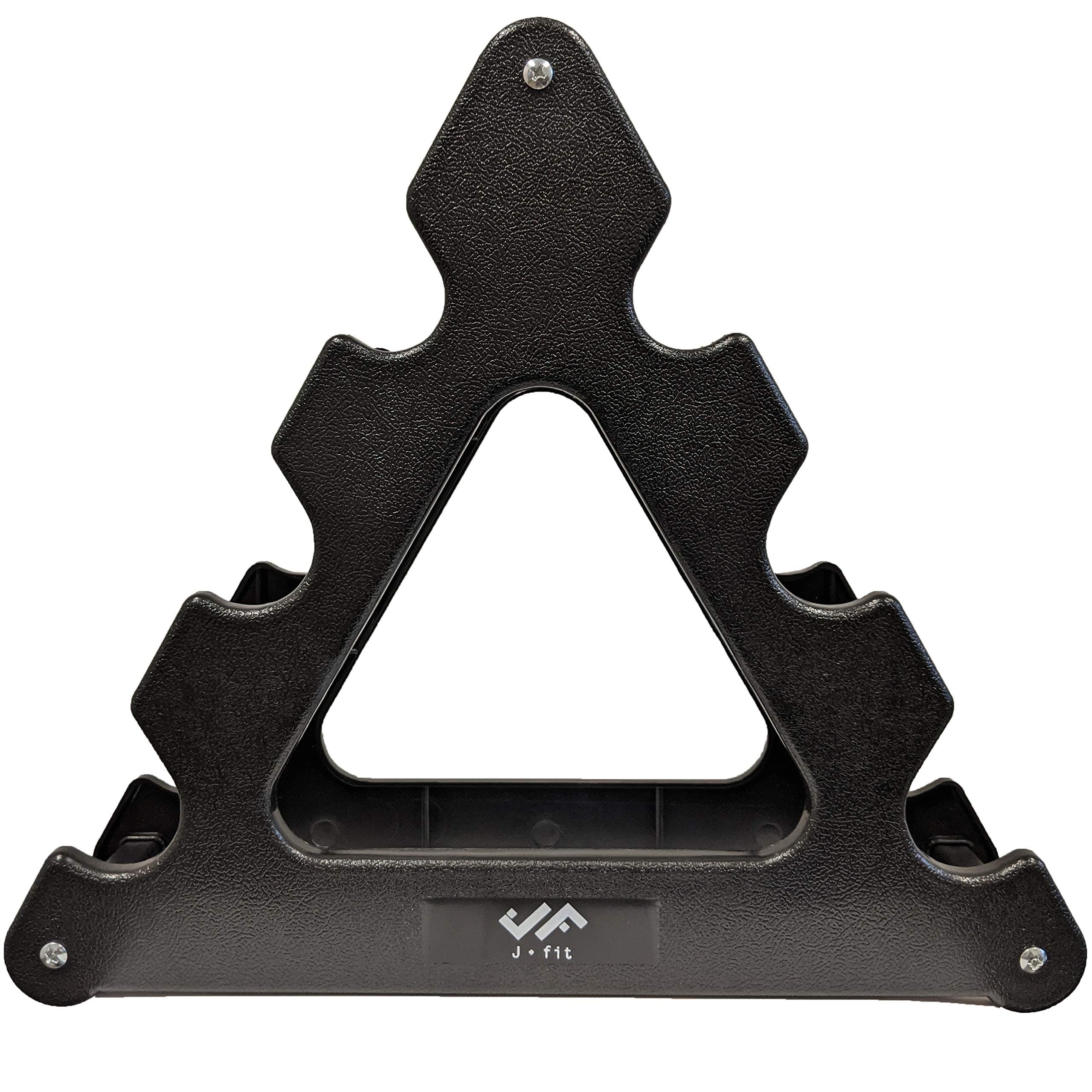 j/fit Dumbbell Set w/Durable Rack | Solid Design | Double Neoprene Coated Workout Weights Non-Chip and Flake | Dumbbells Sets For Gyms, Pilates, MMA, Training, Schools, Rehabilitation Centers