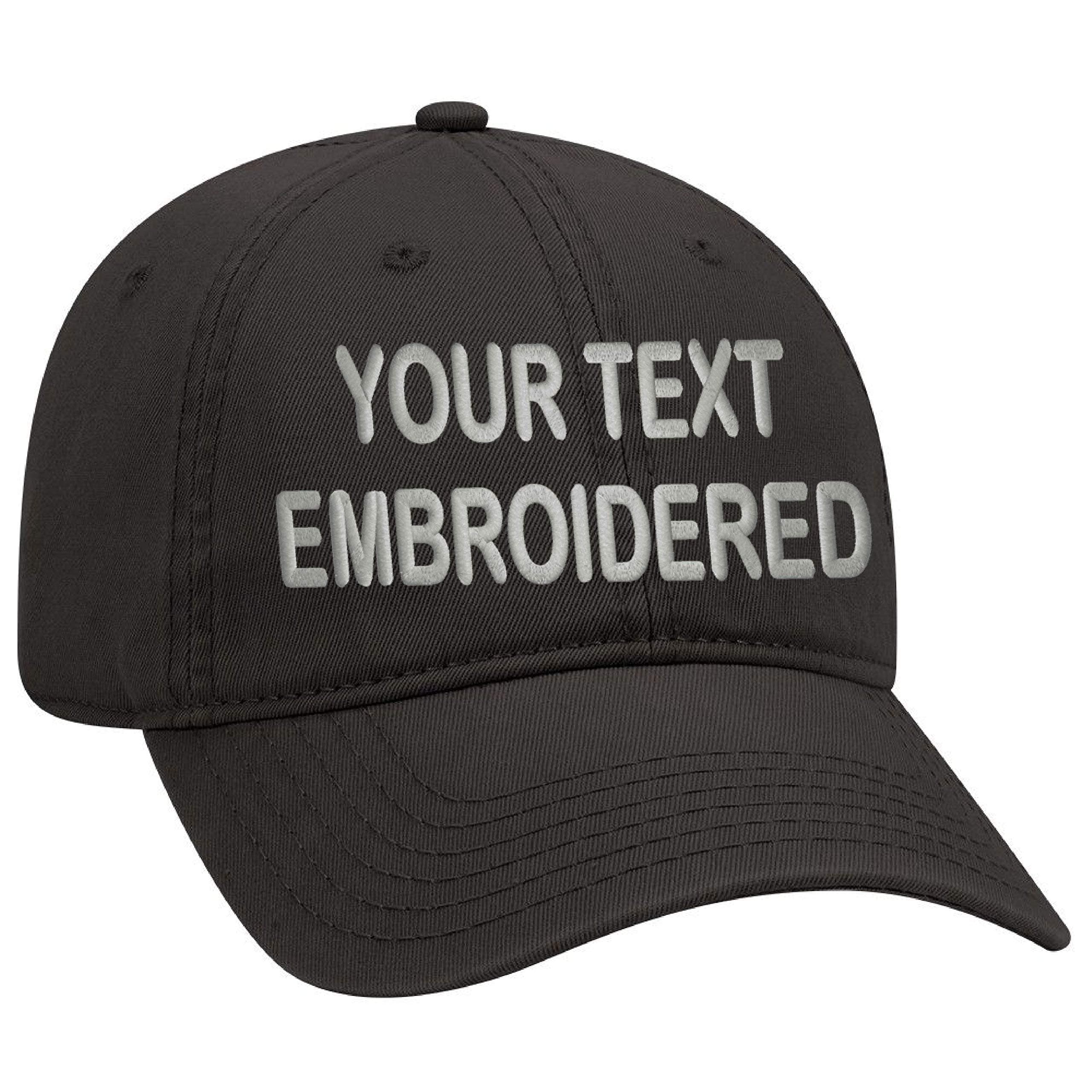 UNAMEITCustom Text Embroidered Dad Hat. Unstructured Adjustable Metal Buckle (Black)