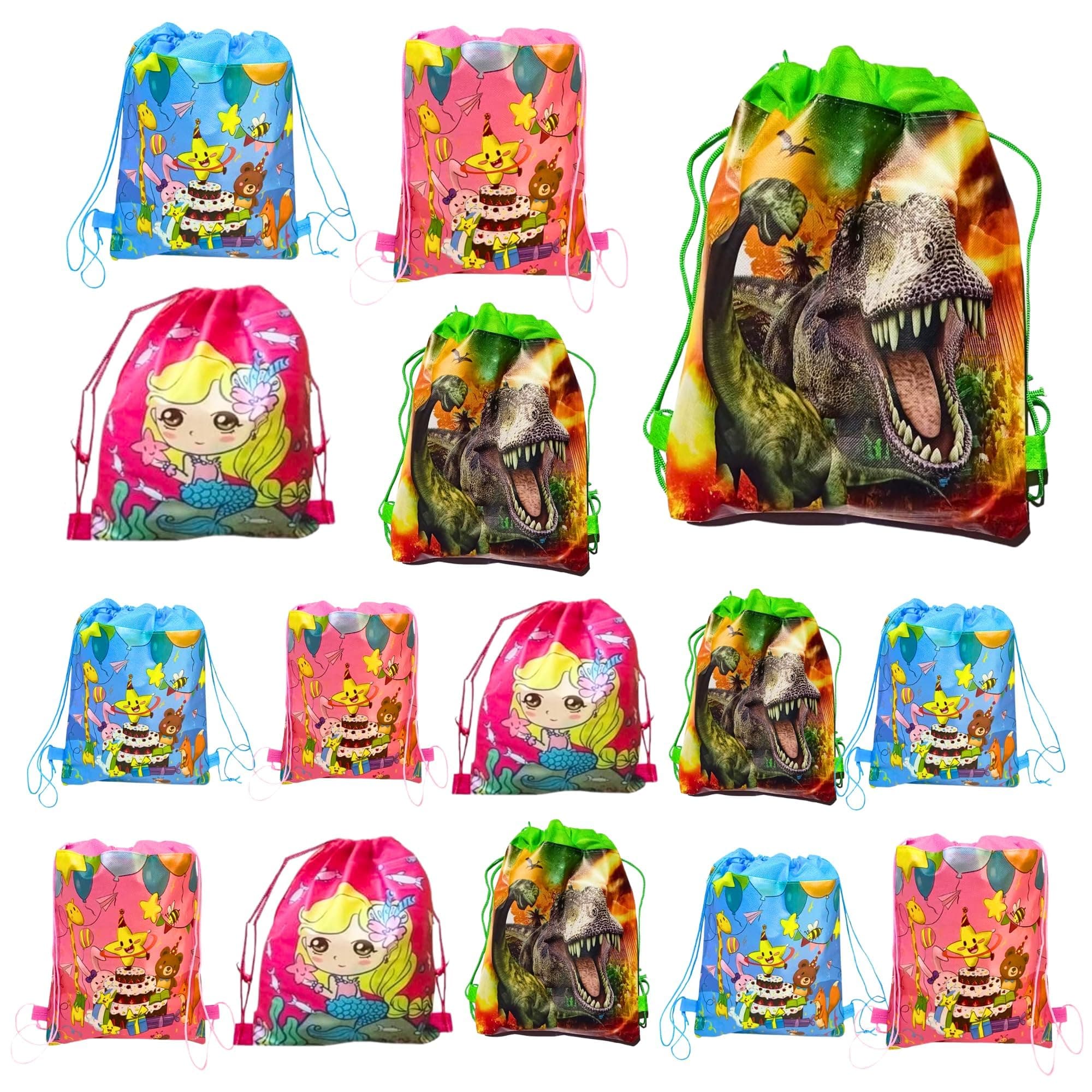 MONKEYTAIL Mixed Theme String Bags - Pack of 15 for Kids Birthday Return Gifts for All Age Group