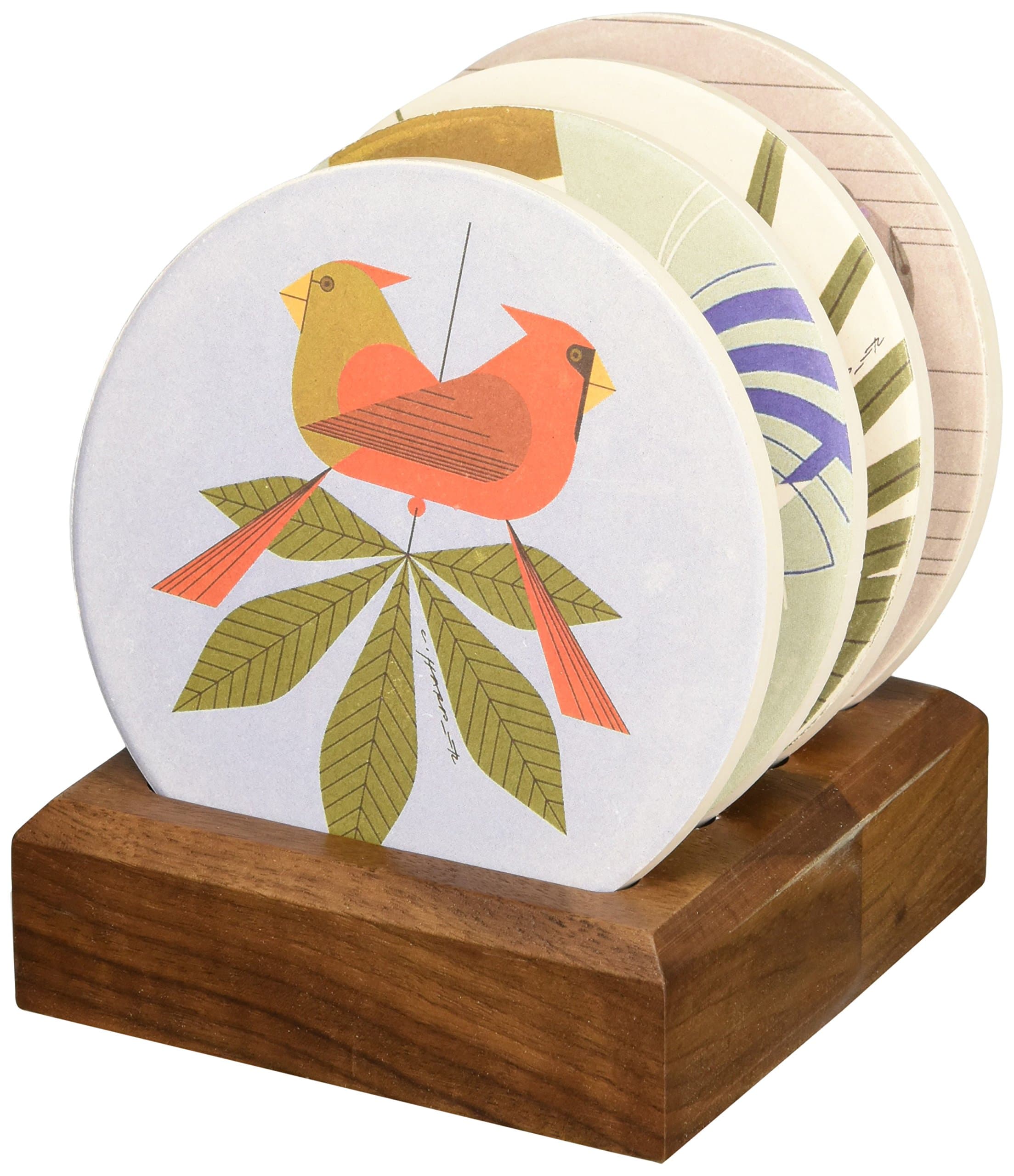 Charley Harper Love Birds Absorbent Stone Coaster Set