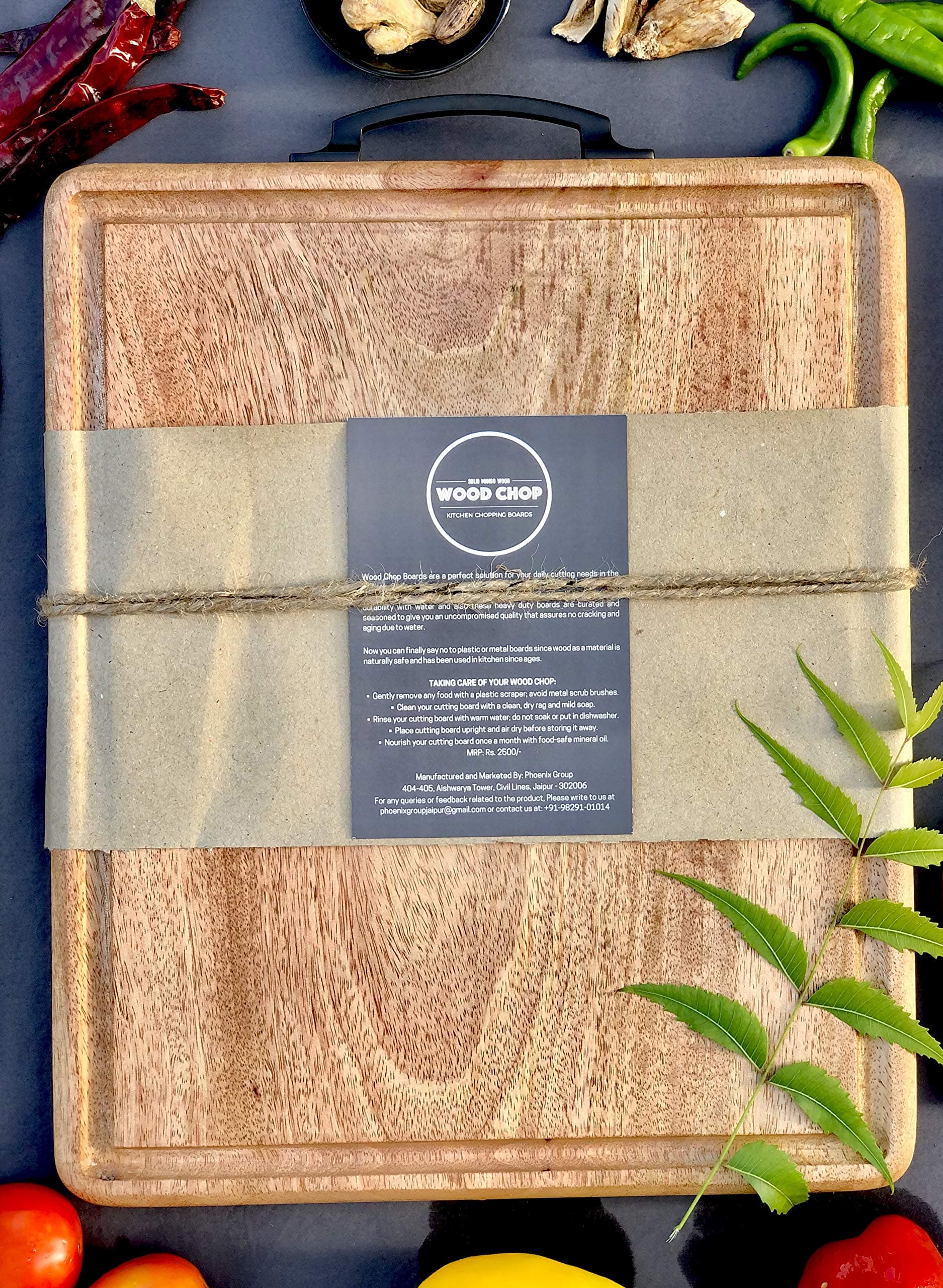 Wood Chop Anti-Bacterial Single Piece Solid Mango Wood Chopping/Cutting Board - Reversible - No Polish No Dyes - Food Grade Mineral Oil Finish (15 * 12 * 1 Inch, Juice Groove)