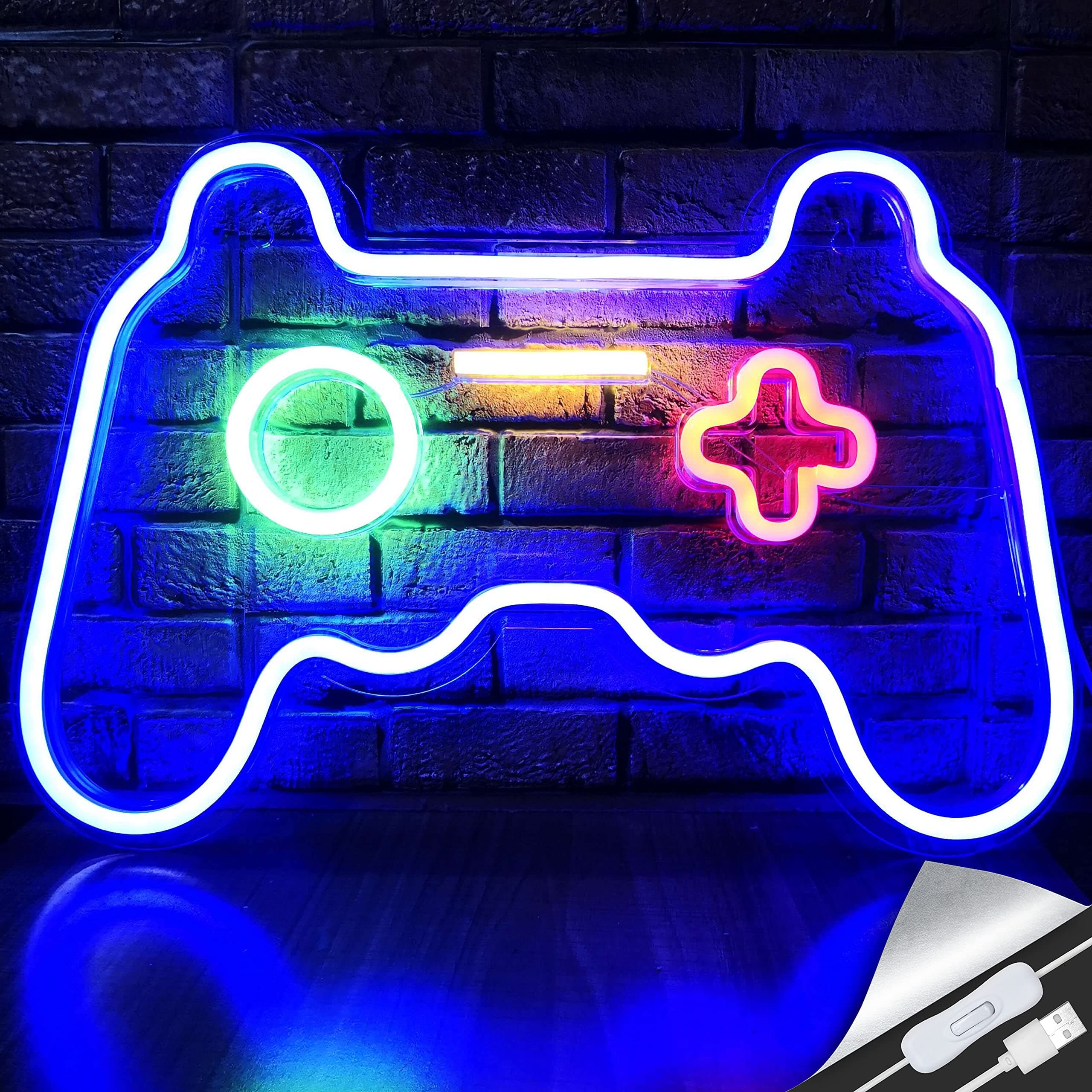 Eichel Led game neon sign gamepad shape led sign light gamer gift for teen boys game room decor bedroom wall gaming wall decoration,blue,41x27.5 cm,LN-GAME-01