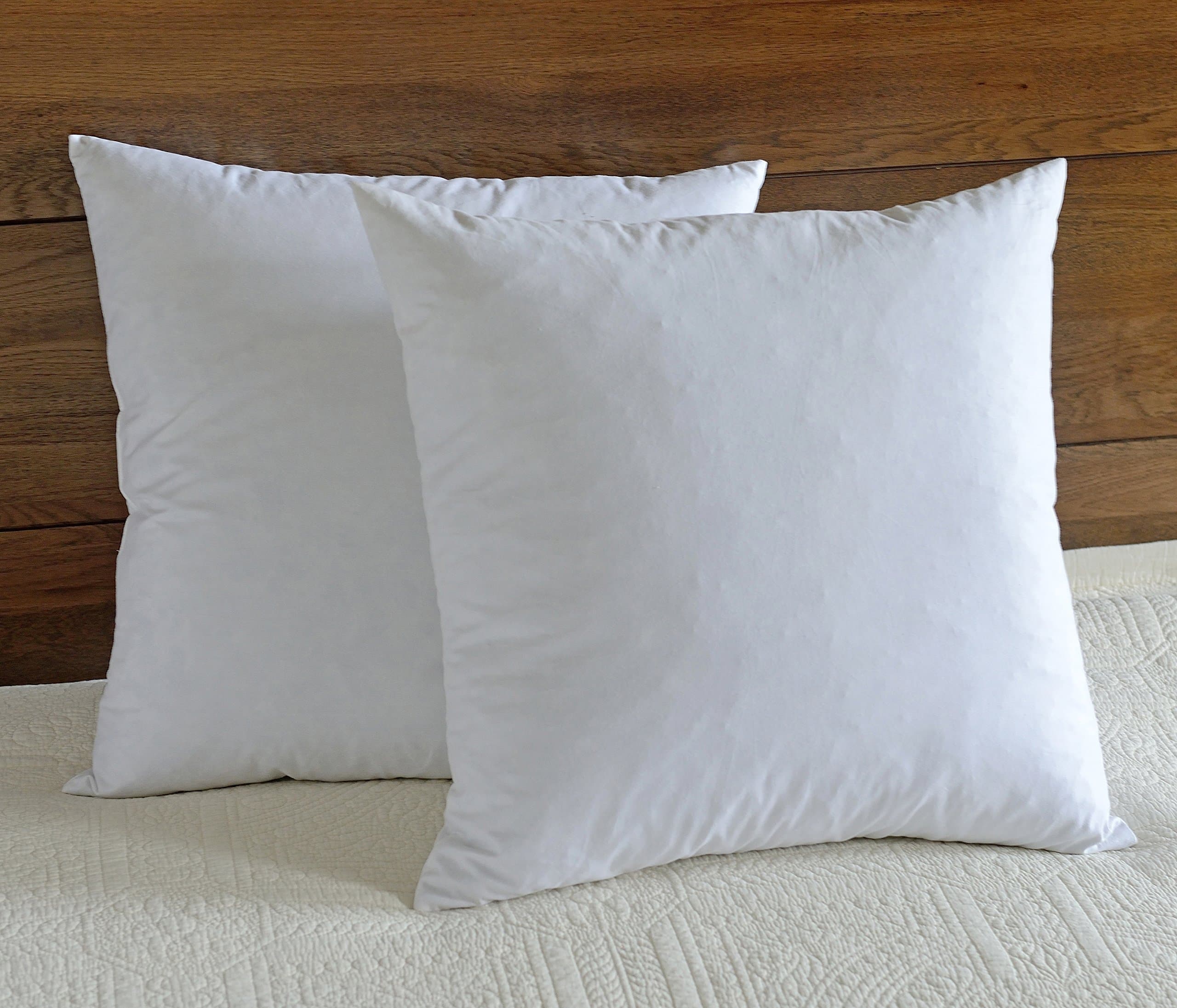 downluxe 95% Feather 5% Down Pillow, 100% Cotton Fabric, Square Pillow Insert, 26"X26", Set of 2, White