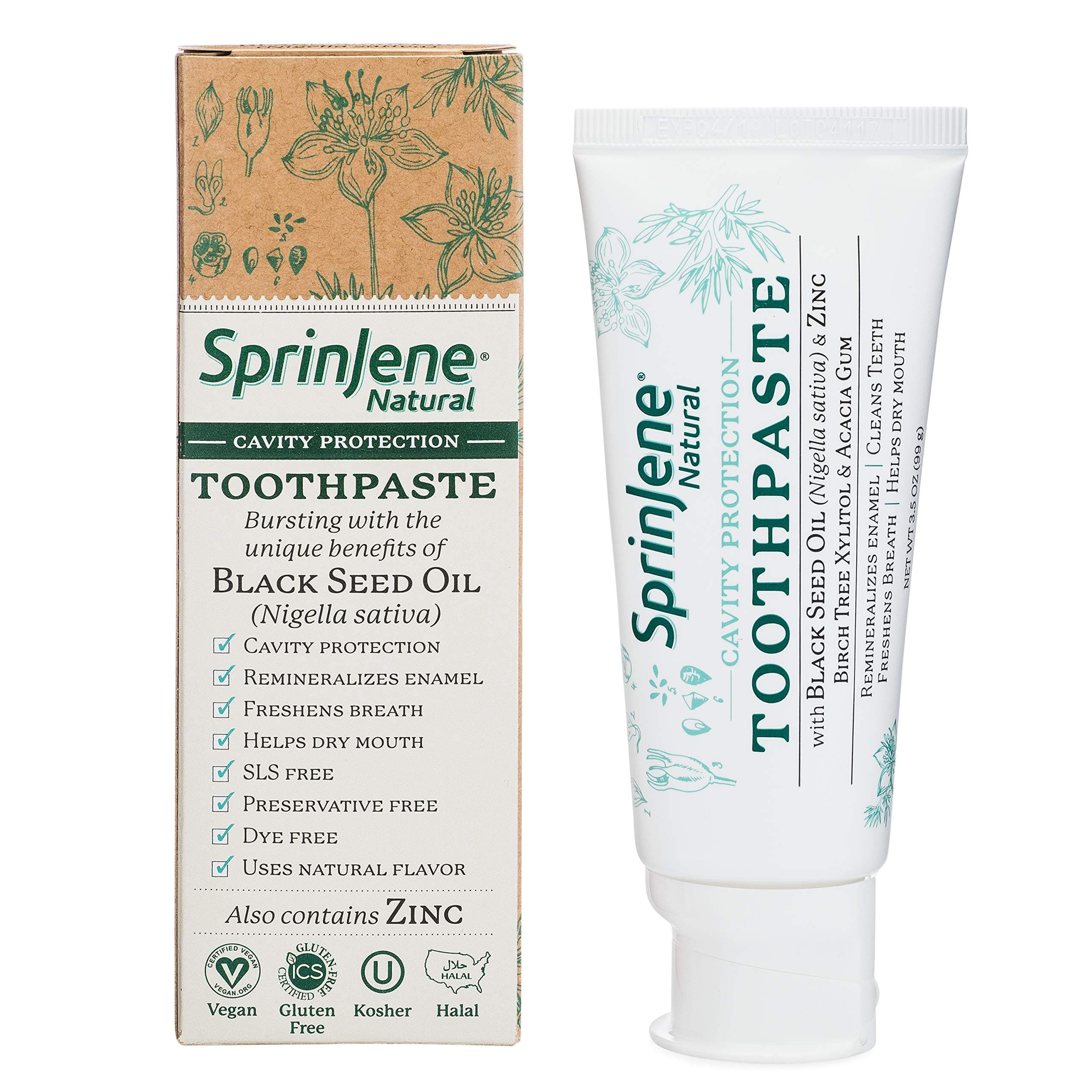 SprinJene Natural‚¨ Adult Cavity Protection Toothpaste - 2 Pack Bundle