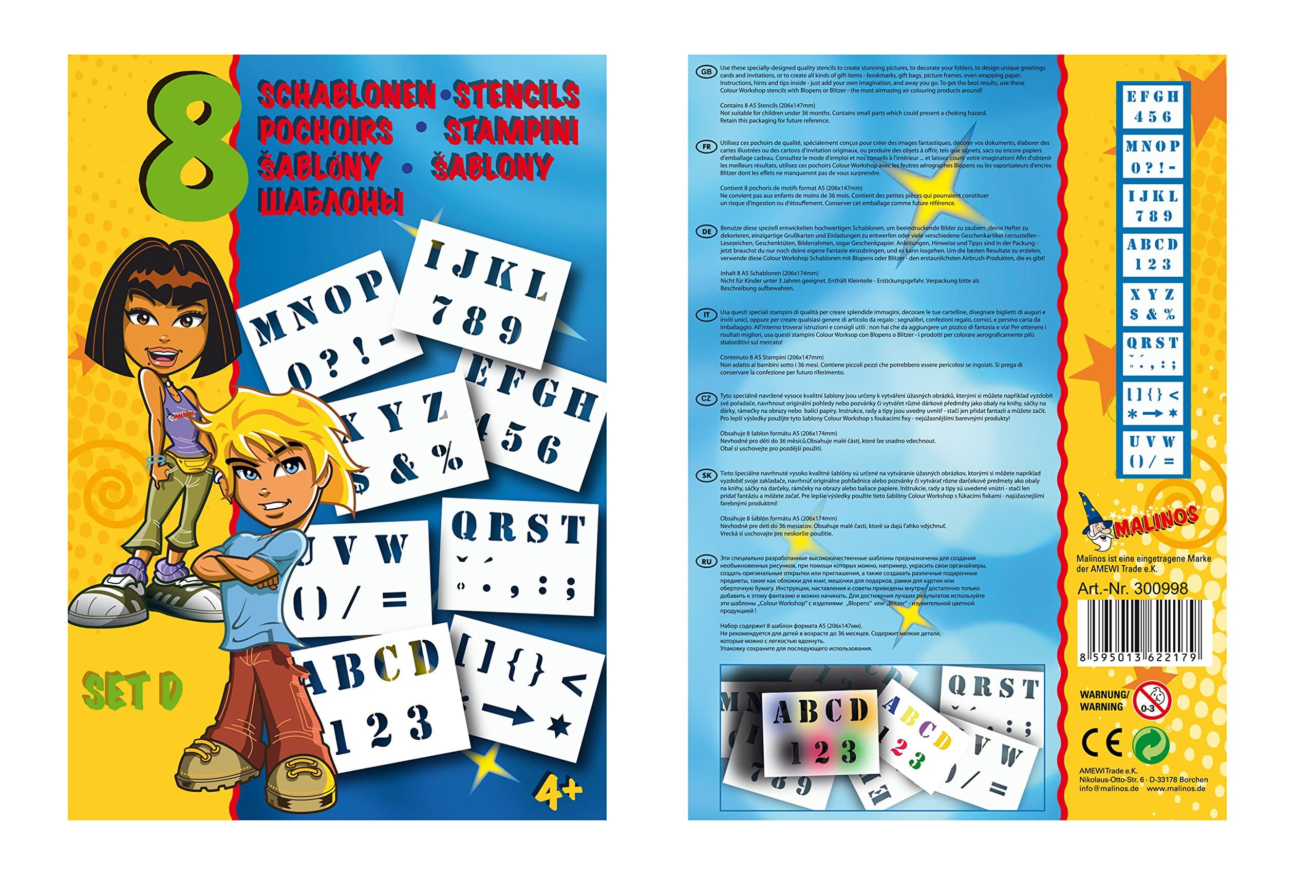 MALINOS300998 Pens BloPens Stencil Set D, Letters