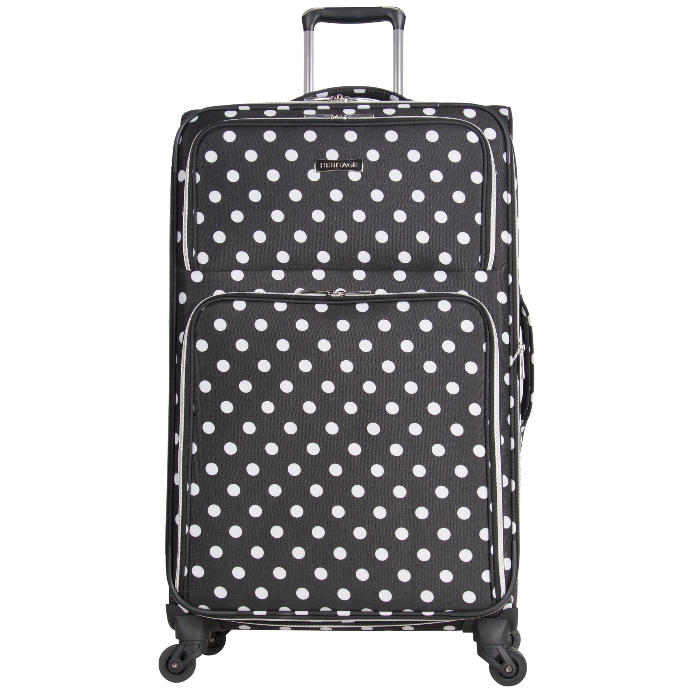 Heritage Travelware Albany Park 28" 600d Polka Dot Polyester Expandable 4-wheel Spinner Checked Luggage, Black