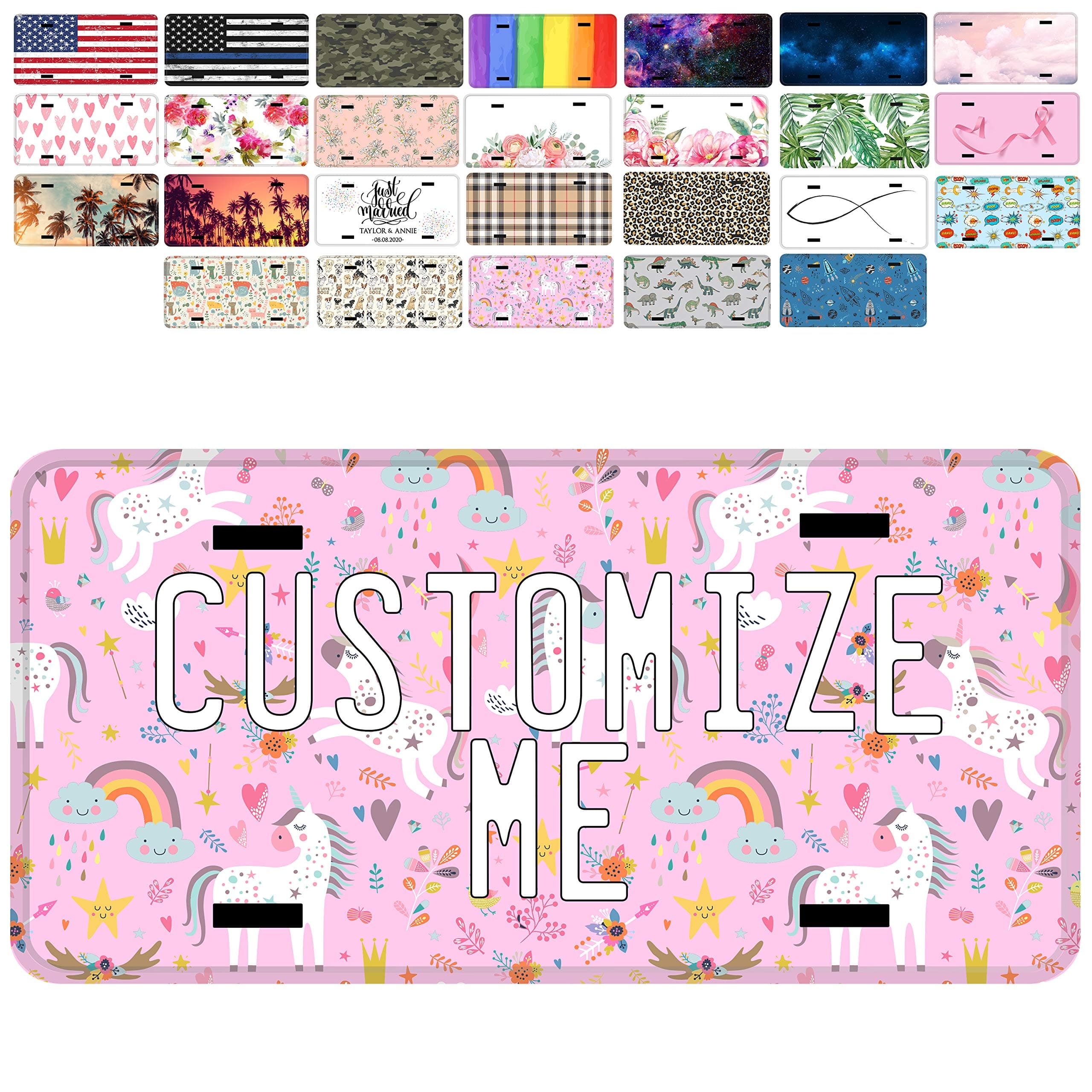 Custom License Plate for Car - Personalized License Plate | 26 Patterns, 6x3 12x6 Aluminum Novelty License Plates - Add Your Text