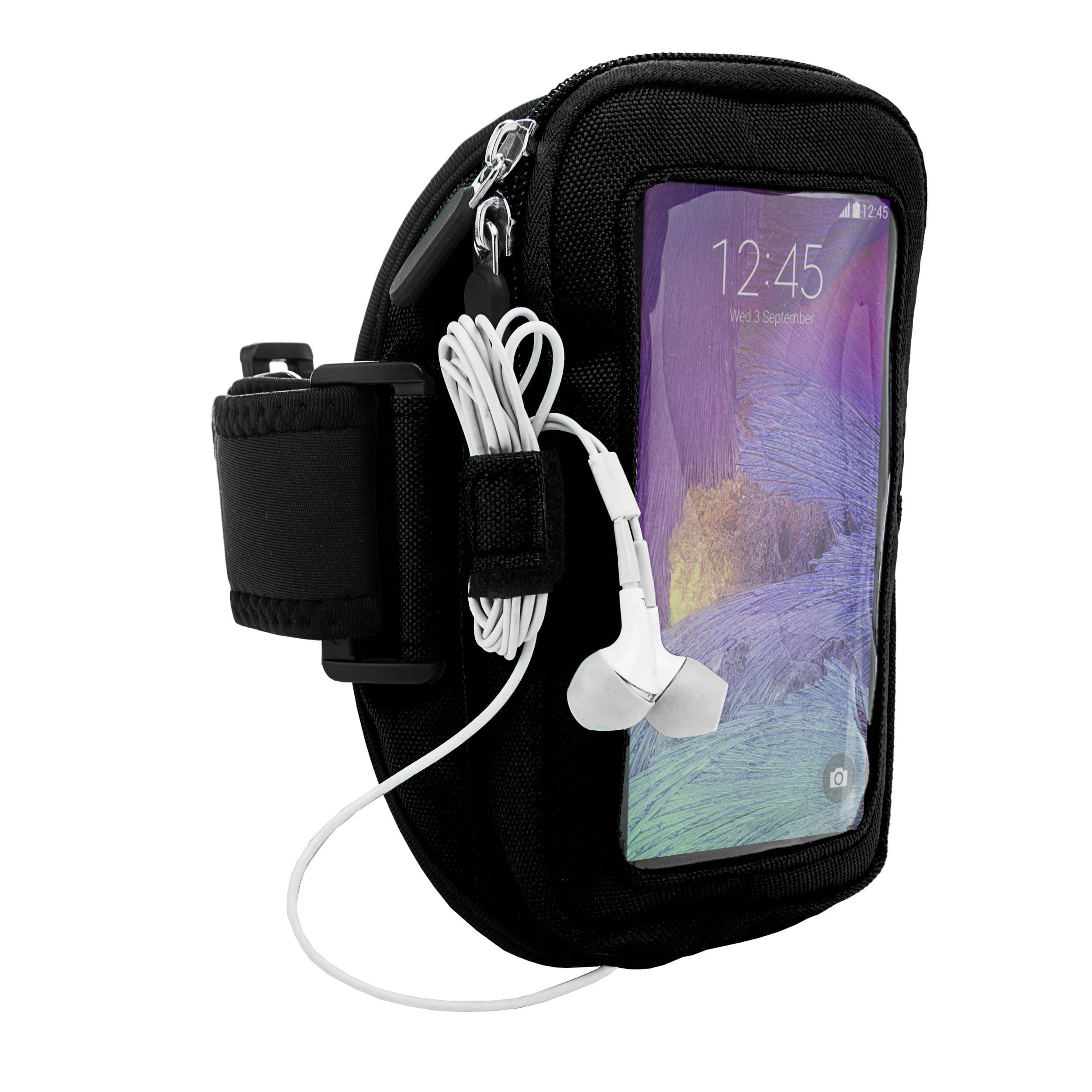 VG Zippered Hardcore Workout Armband for BLU Studio Series 5.0, 5.3, 5.5, 6.0 inch Smartphones, Black