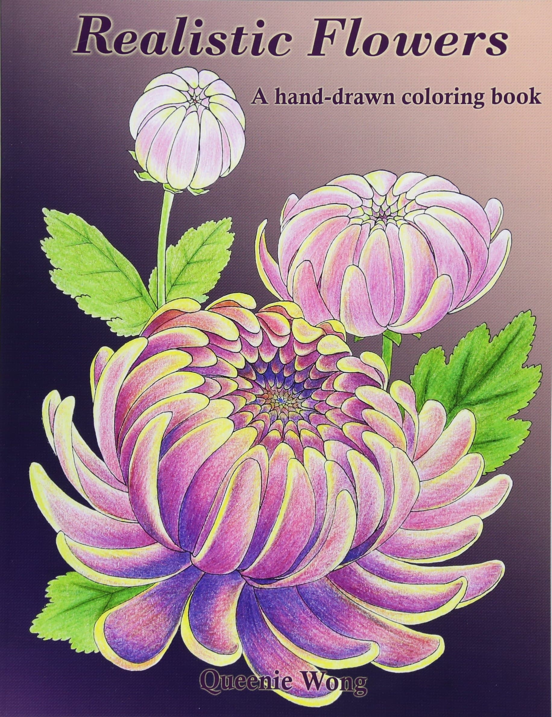Realistic Flowers - A hand-drawn coloring book